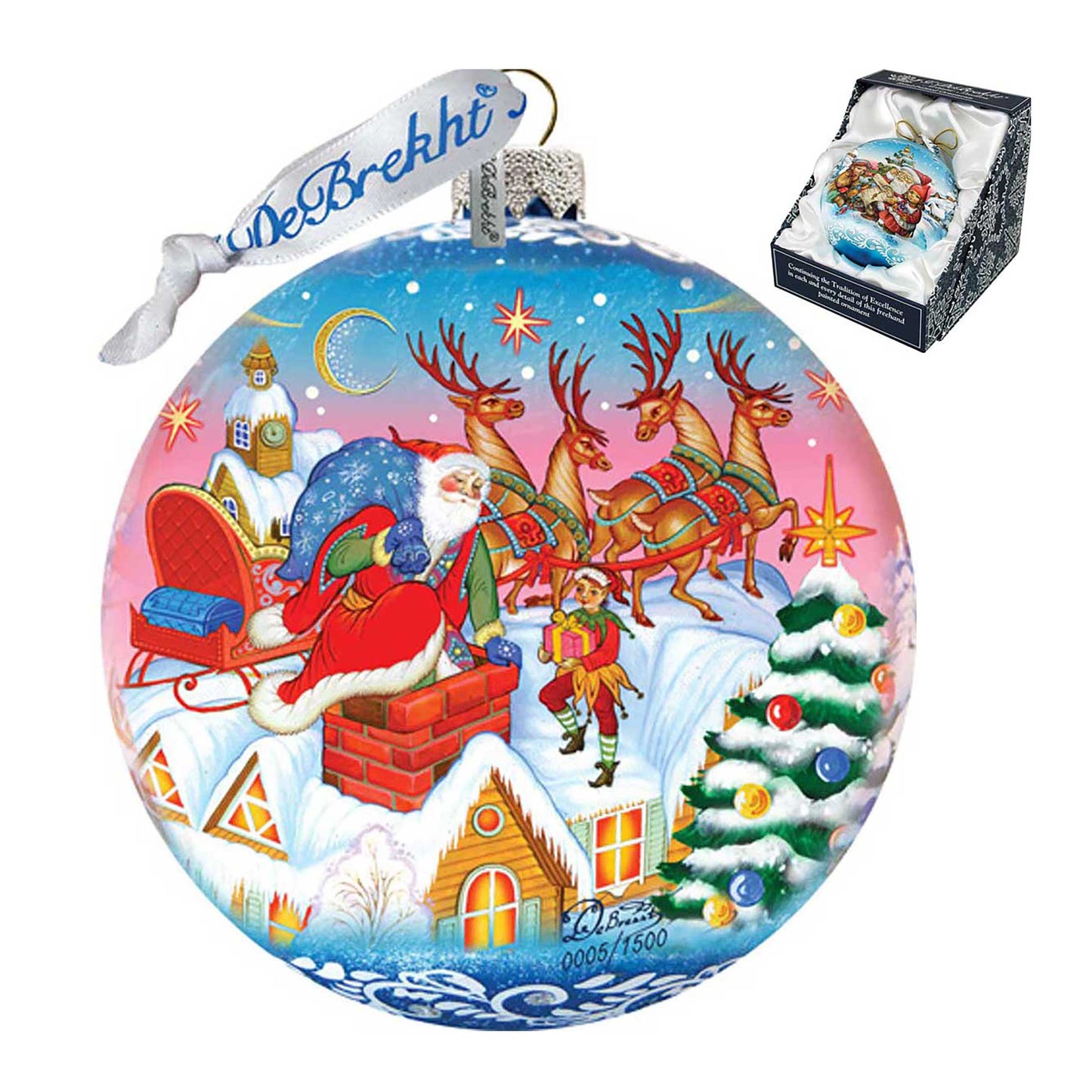 Special Delivery Ball Glass Ornament Limited Edition by G. DeBrekht - Christmas Santa Snowman Decor - 73845