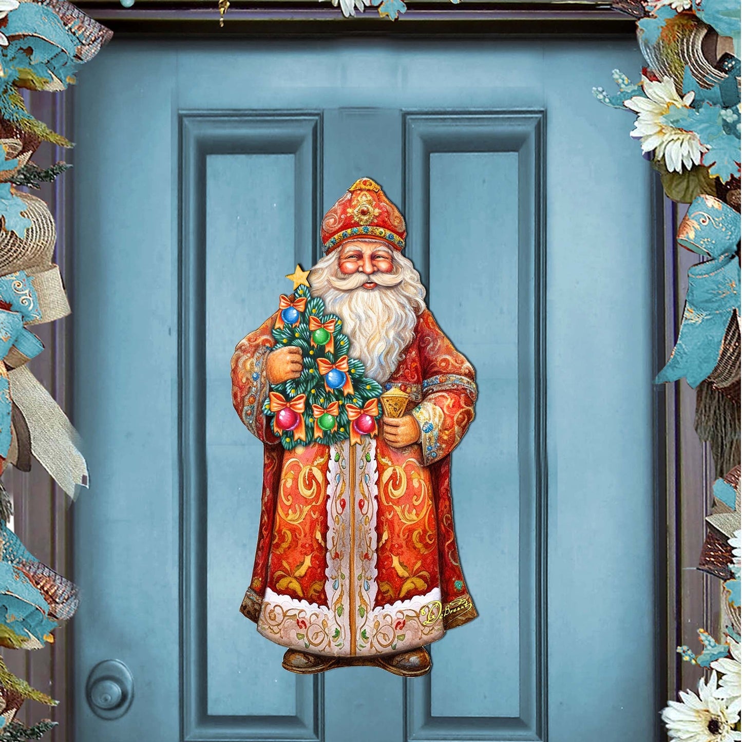 Santa's Tree of Joy Holiday Door Decor by G. Debrekht - Christmas Santa Snowman Decor - 8691418H