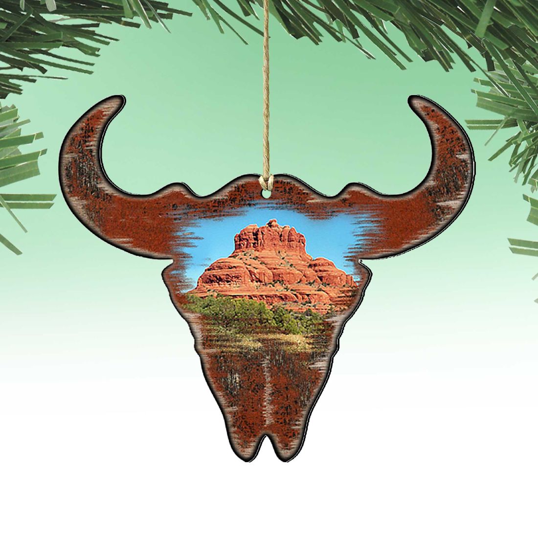 Buffalo Skull Wooden Ornaments by Nature Wonders - Wildlife Holiday Decor - 8198235