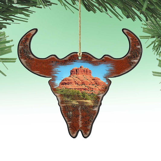 Buffalo Skull Wooden Ornaments by Nature Wonders - Wildlife Holiday Decor - 8198235