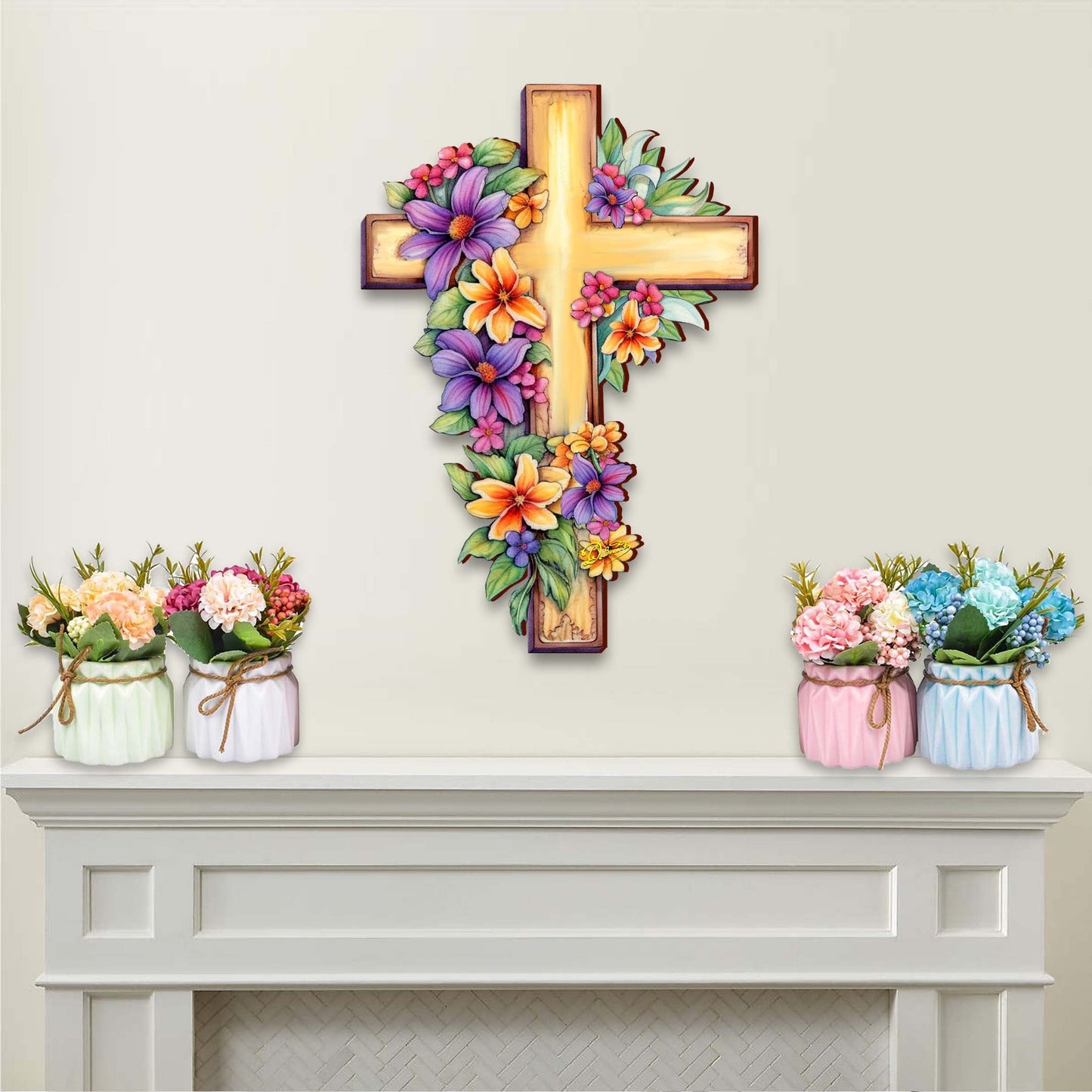 Garden Serenity Cross Holiday Door Decor by G. Debrekht - Easter Spring Decor - 8688168H