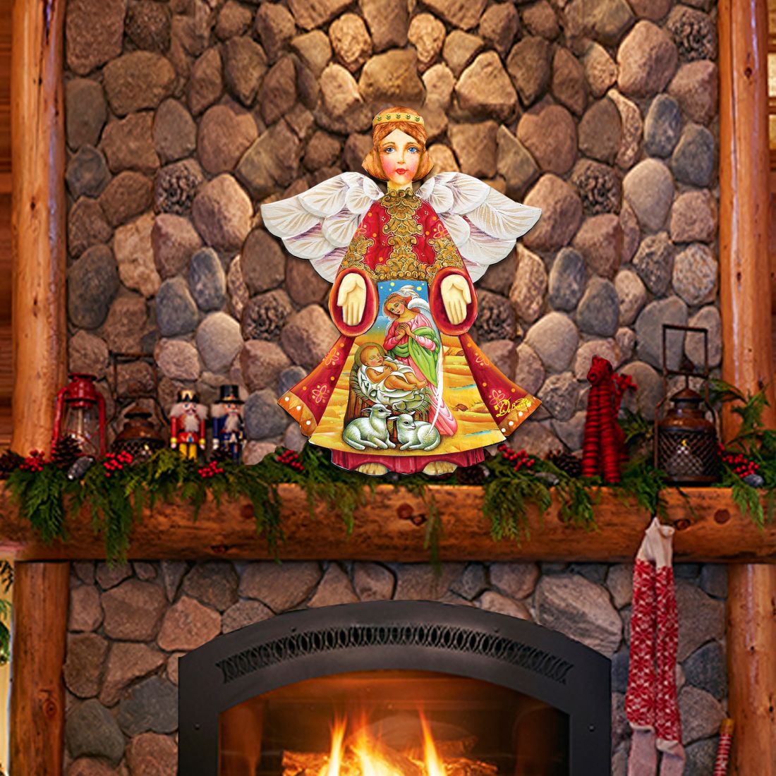 Mary And Joseph Angel Nativity Door Decor by G. DeBrekht - Nativity Holiday Decor - 8154109H