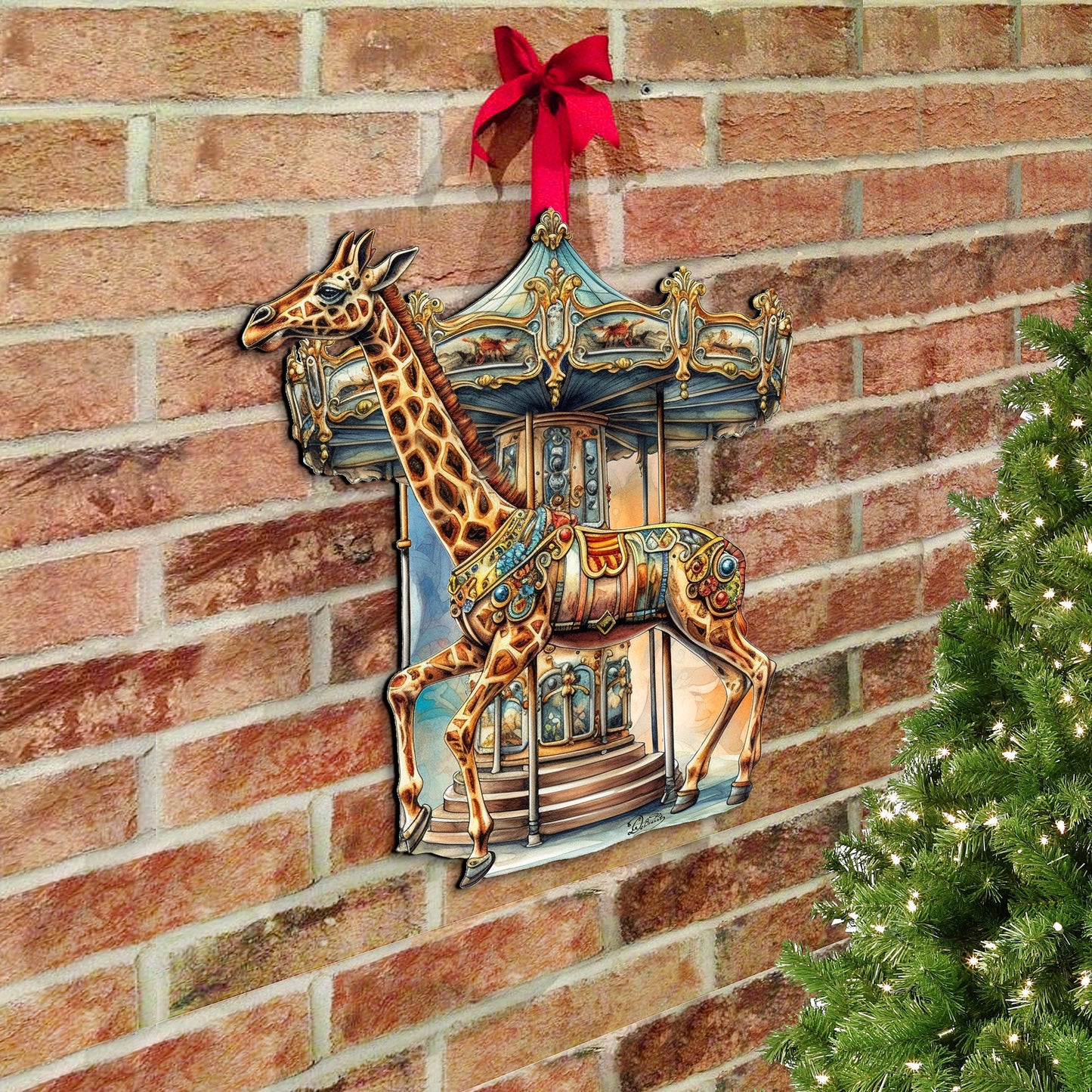 Carousel Giraffe Holiday Door Decor  by G. Debrekht - Christmas Decor - 8611028H