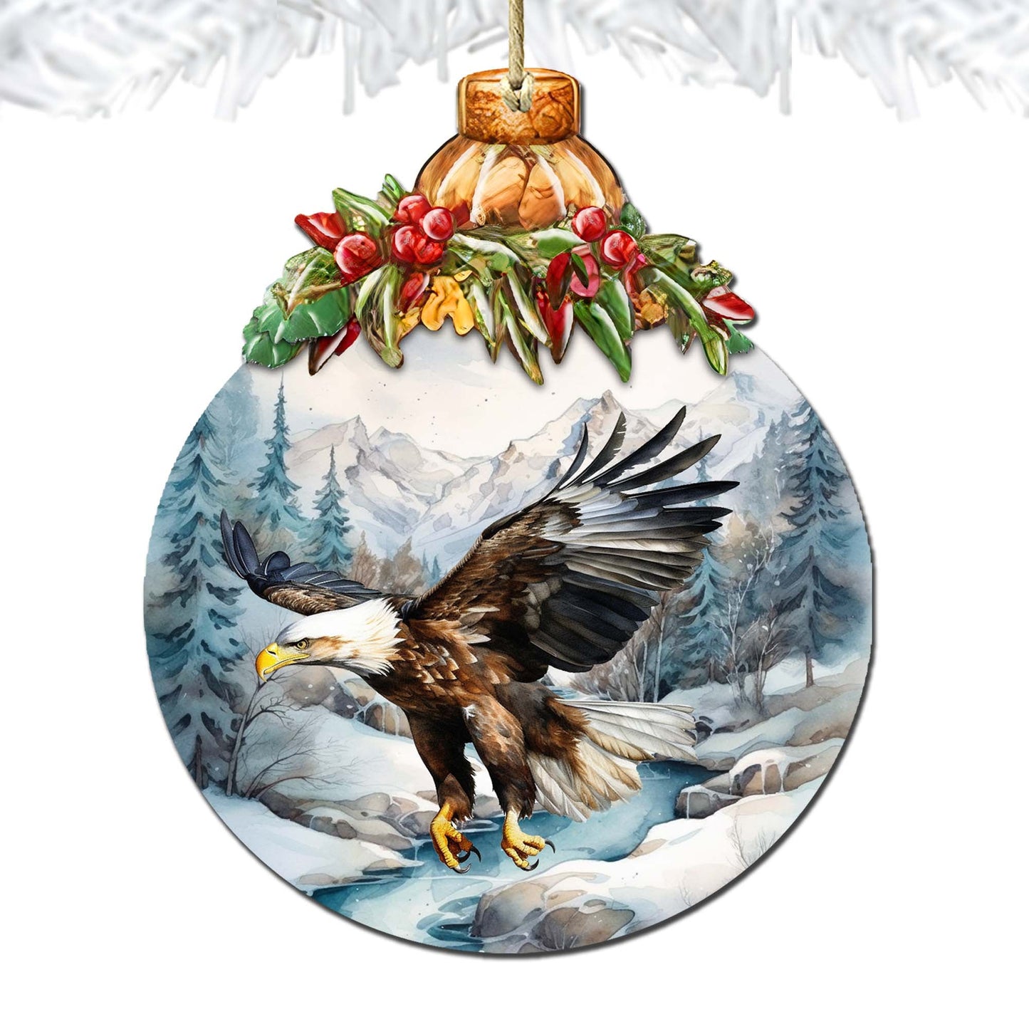 Alaskan Graceful Eagle Wooden Ornaments by G.Debrekht - Wildlife Holiday Decor - 870030