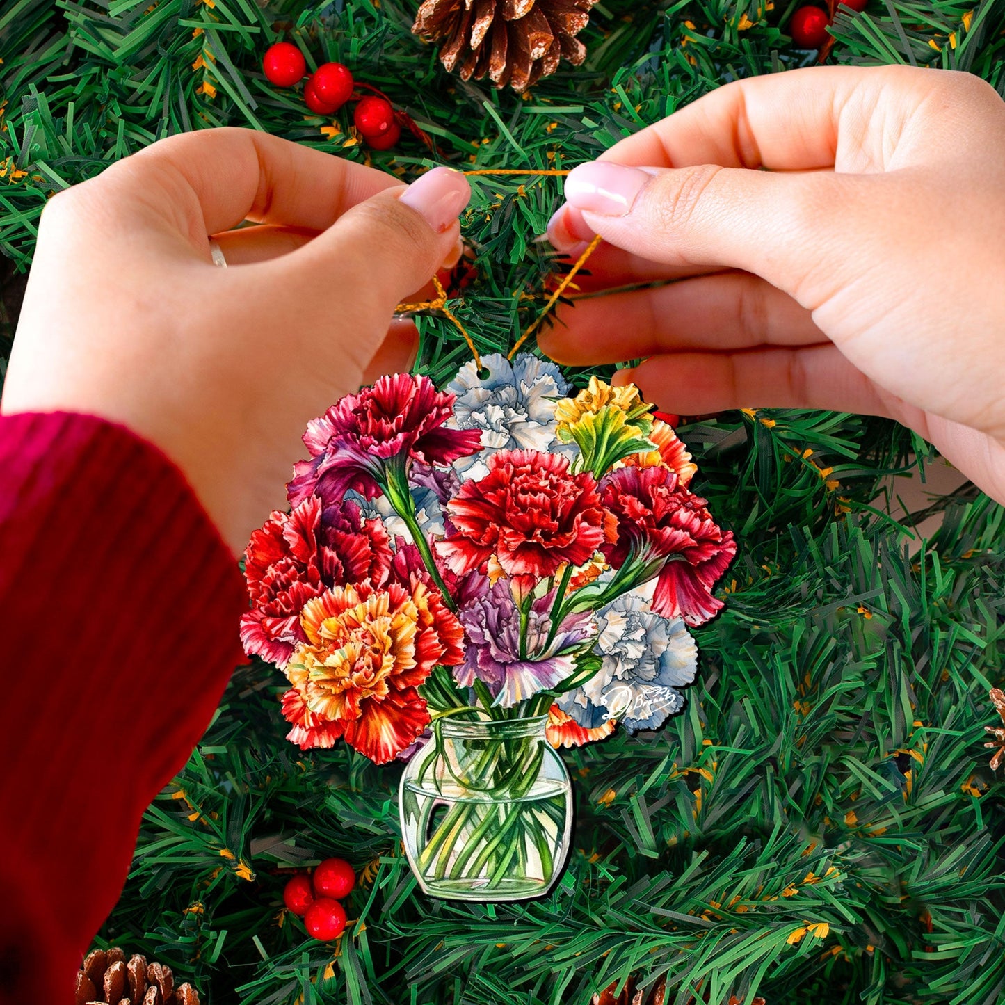 Flowers in the Vase Wooden Ornaments by G. Debrekht - Love Family Decor - 8688317