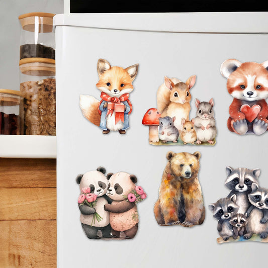 Forest Animals Decorative Wooden Magnets Set of 6 by G. Debrekht - Wildlife Decor - 8090021G-S6