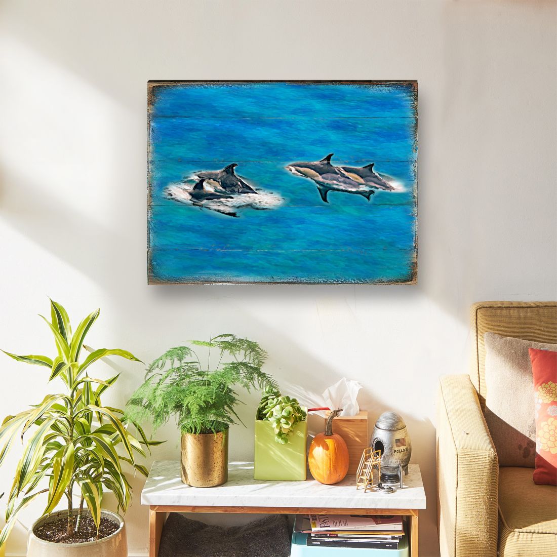 Spearman Shamus Killer Whales Wooden Coastal Wall Art by Nature Wonders - Coastal Sea-Life Decor - 95255B