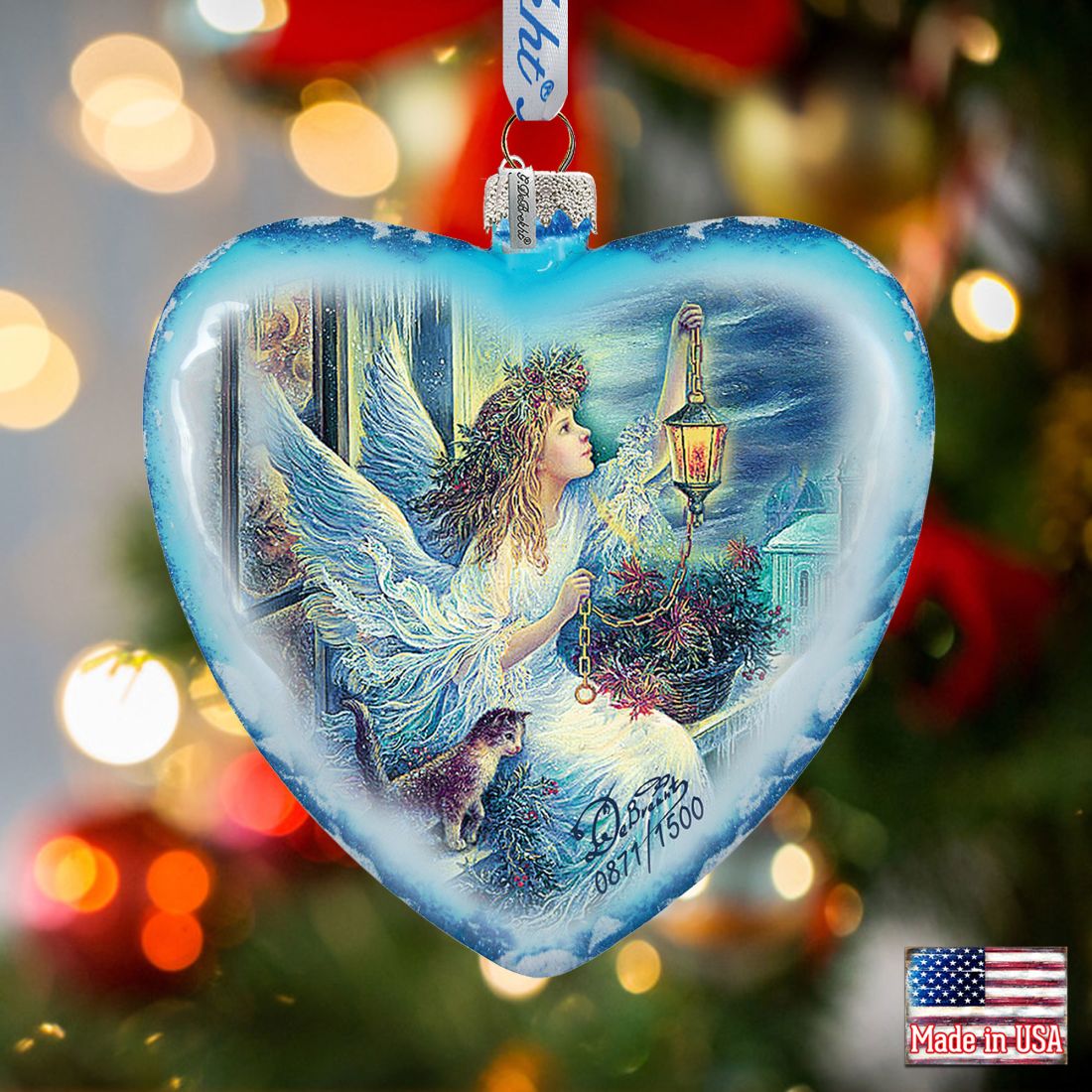 Light the Way Angel Glass Ornament Limited Edition by Strelkina at G. DeBrekht - Nativity Holiday Decor - 738-085-ST