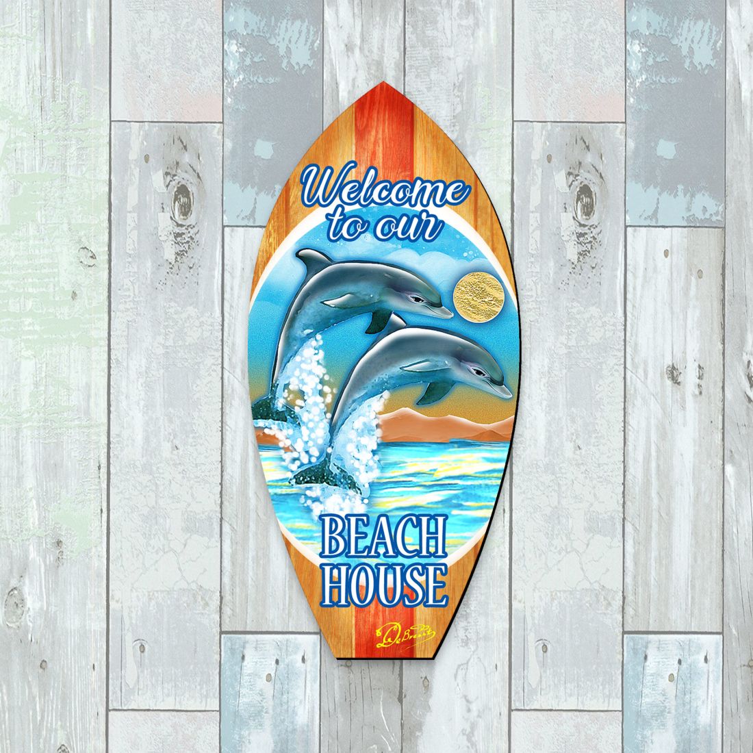 Surfboard Coastal Door Decor by G. DeBrekht - Coastal Holiday Decor - 8198522-2H