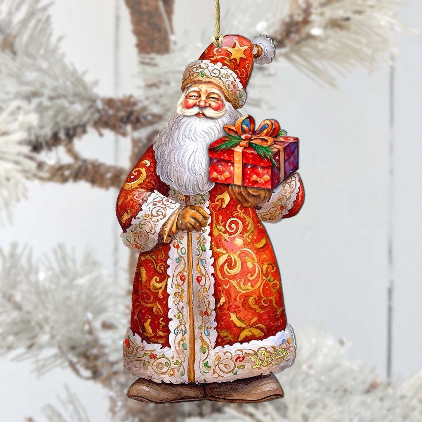 St. Nick's Gift Wooden Ornaments by G. Debrekht - Christmas Santa Snowman Decor - 8691410