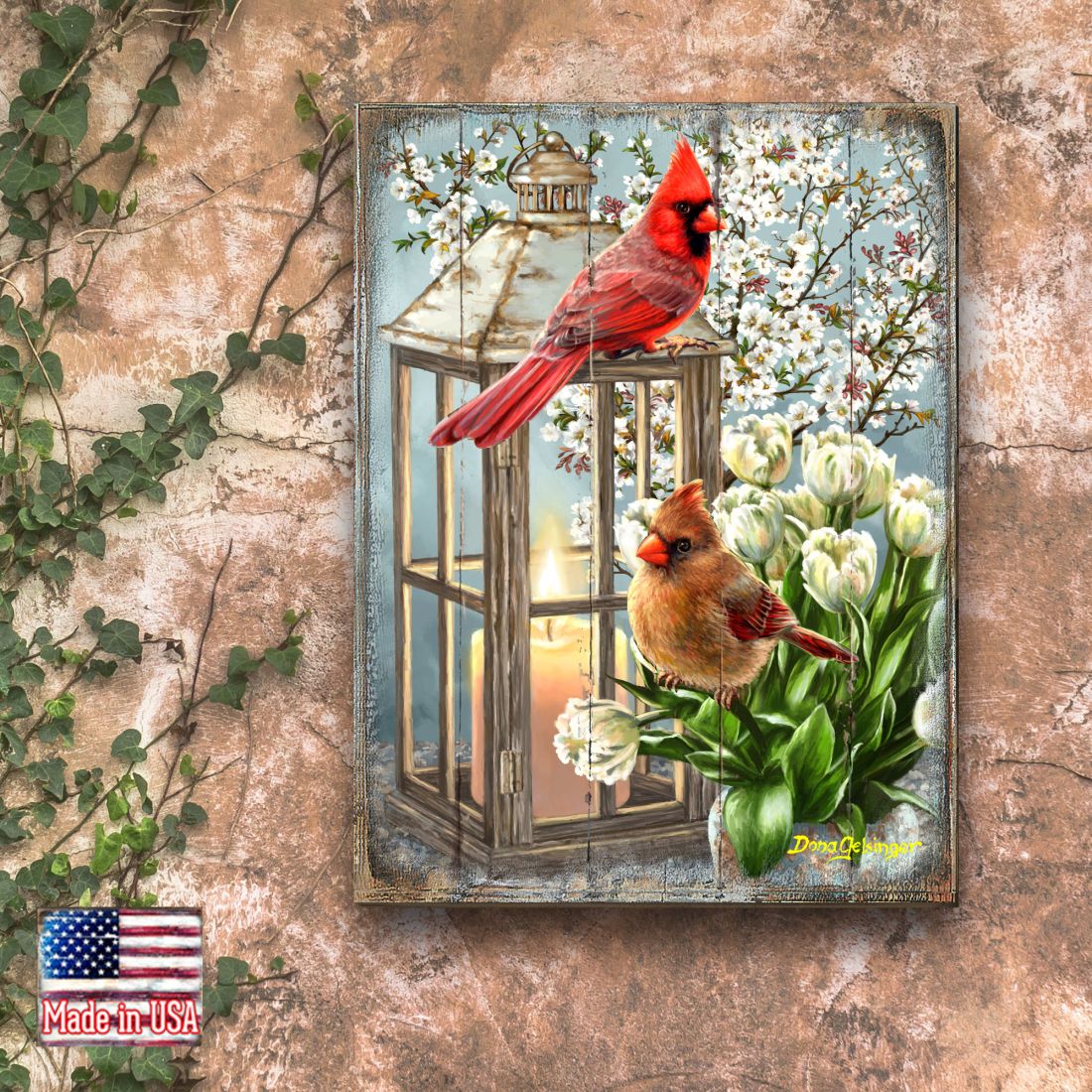 House Birds Wooden Wall Art by D. Gelsinger - Nature Wildlife Decor - 95670B-DG
