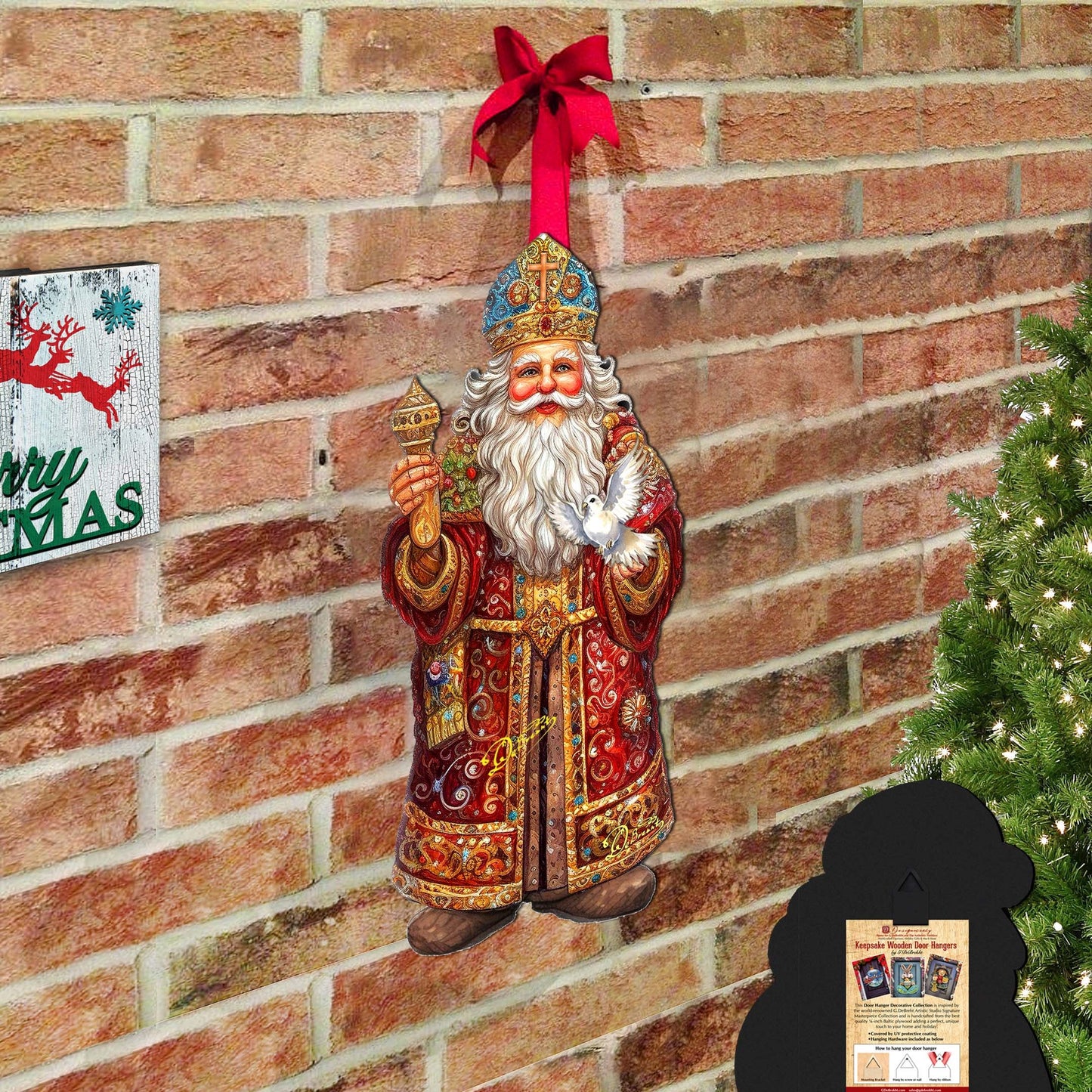 Santa's Dove of Hope Holiday Door Décor by G. Debrekht - Christmas Santa Snowman Décor - 8691416H