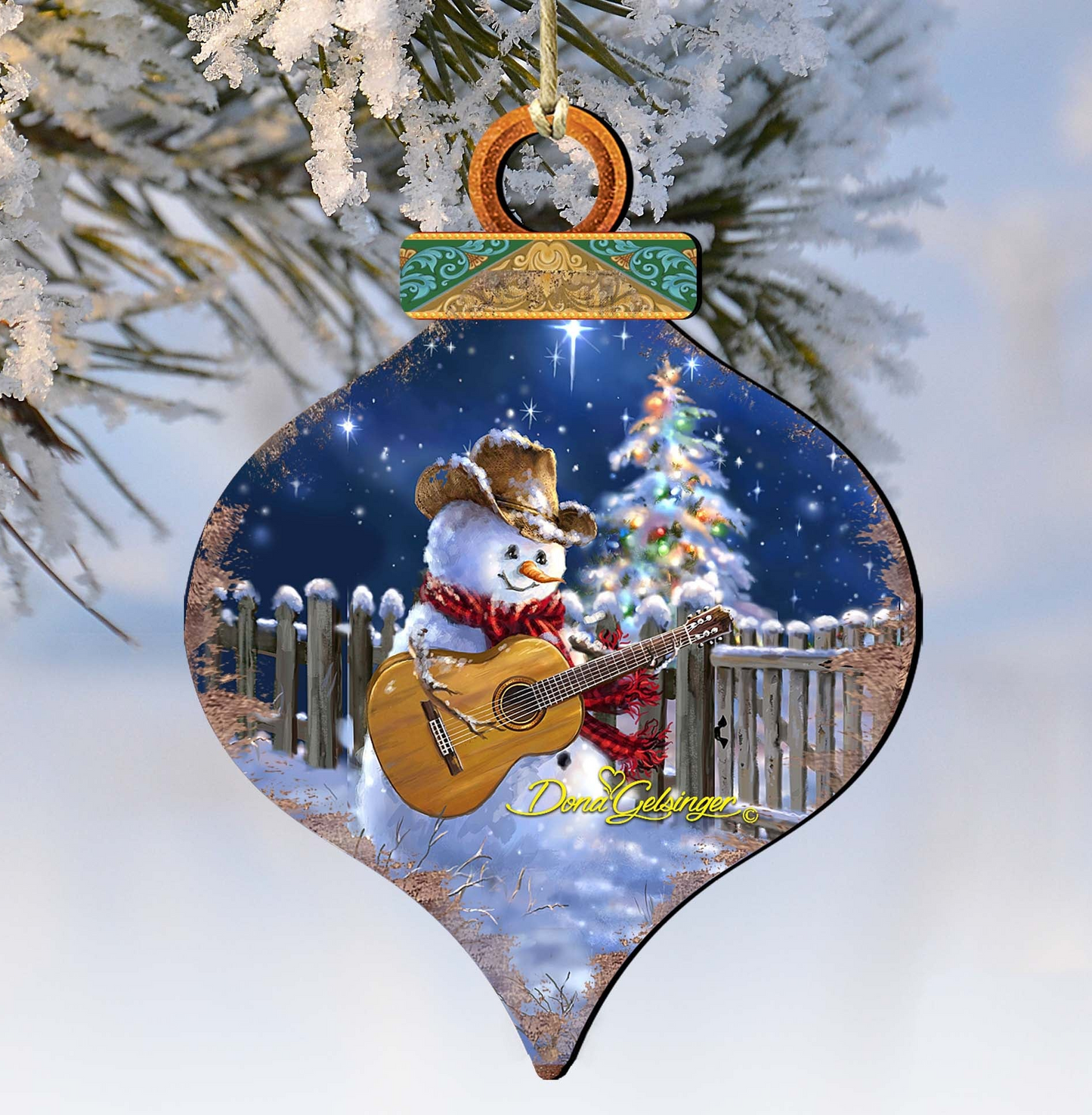 Guitarist Snowman Wood Ornament Dona Gelsinger Holiday Tree Ornament 8031120-1531