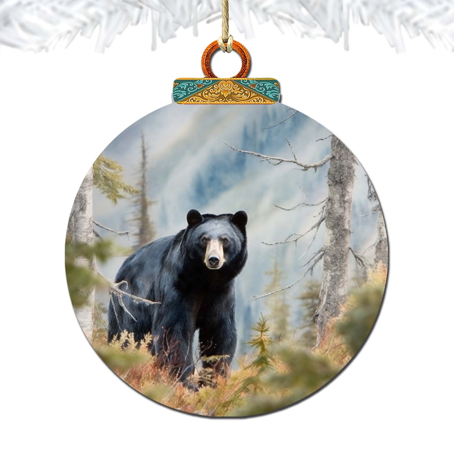 Alaskan Black Bear Journey Wooden Ornaments by G.Debrekht - Wildlife Holiday Decor - 870072