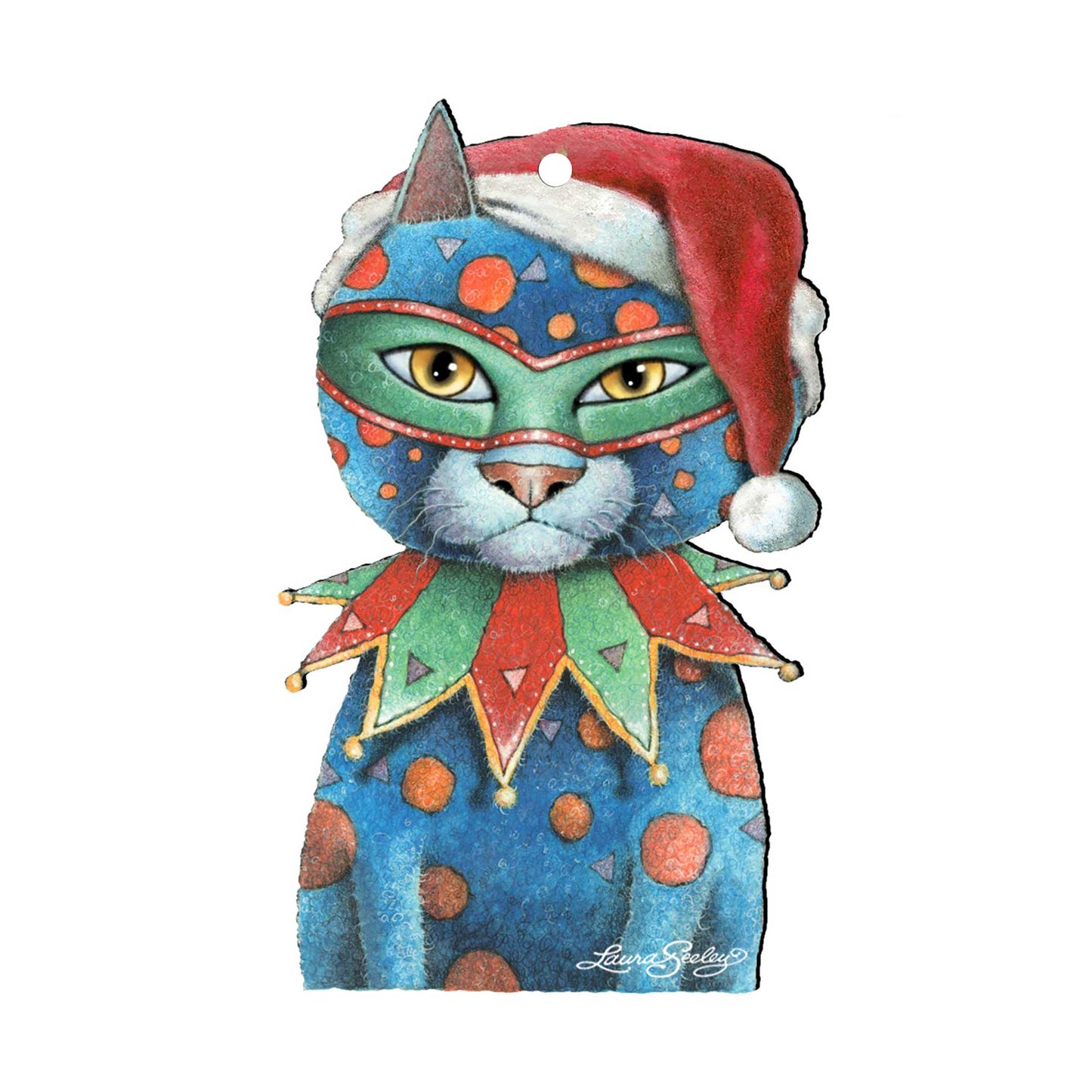 Mardi Gras Santa Cat Holiday Door Decor by Laura Seeley - Pets Dog and Cats Decor - 8512057H