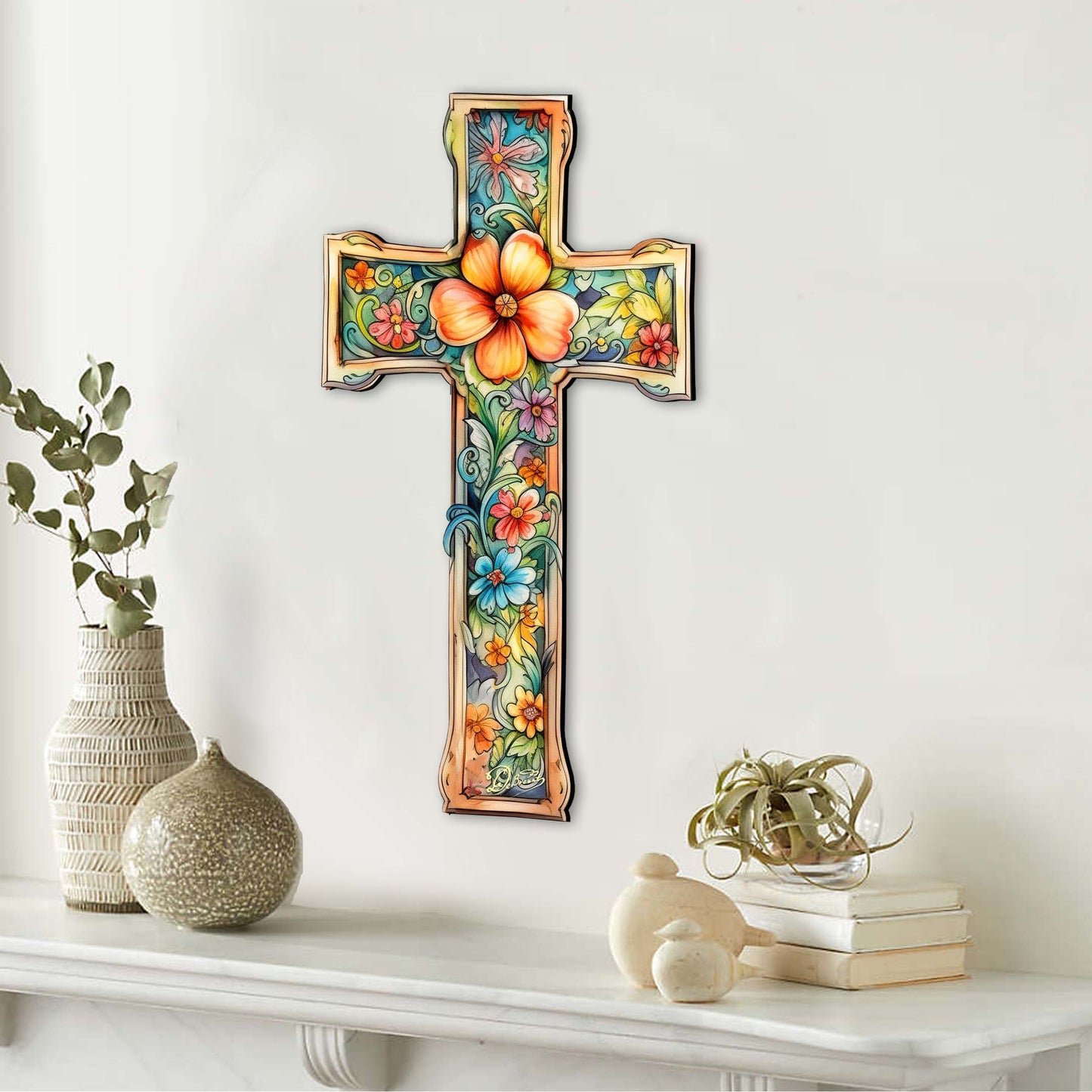 Easter Blossom Wooden Cross by G. Debrekht - Easter Spring Decor - 88165