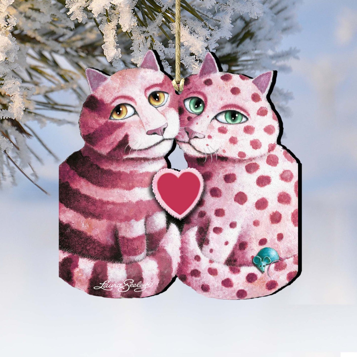 First Date Cat Wooden Ornaments by Laura Seeley - Pets Dog and Cats Decor - 8512060-LS
