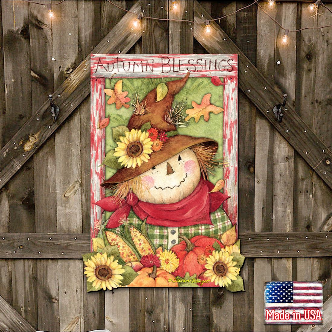 Scarecrow Halloween Door Decor by Susan Winget - Thanksgiving and Halloween Decor - 8471204H-SW