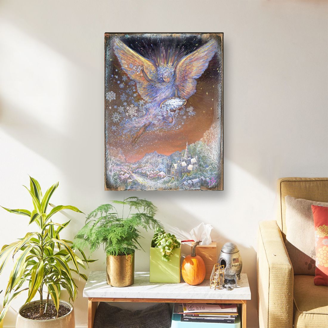 Snow Angel Fantasy Wooden Wall Art by Josephine Wall - Fantasy Decor - 852151-JW