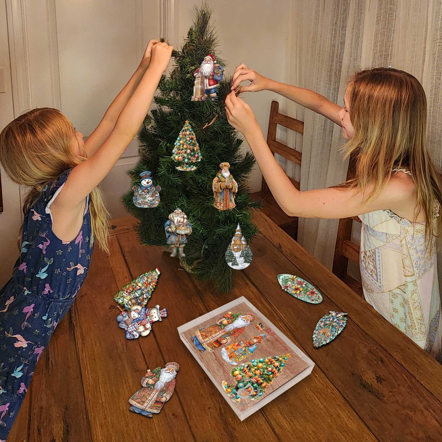 Santas Around the World - German Inspired Santa - Wooden Ornaments Set of 3 by G. DeBrekht Christmas Santa Snowman Decor - 8091304S3