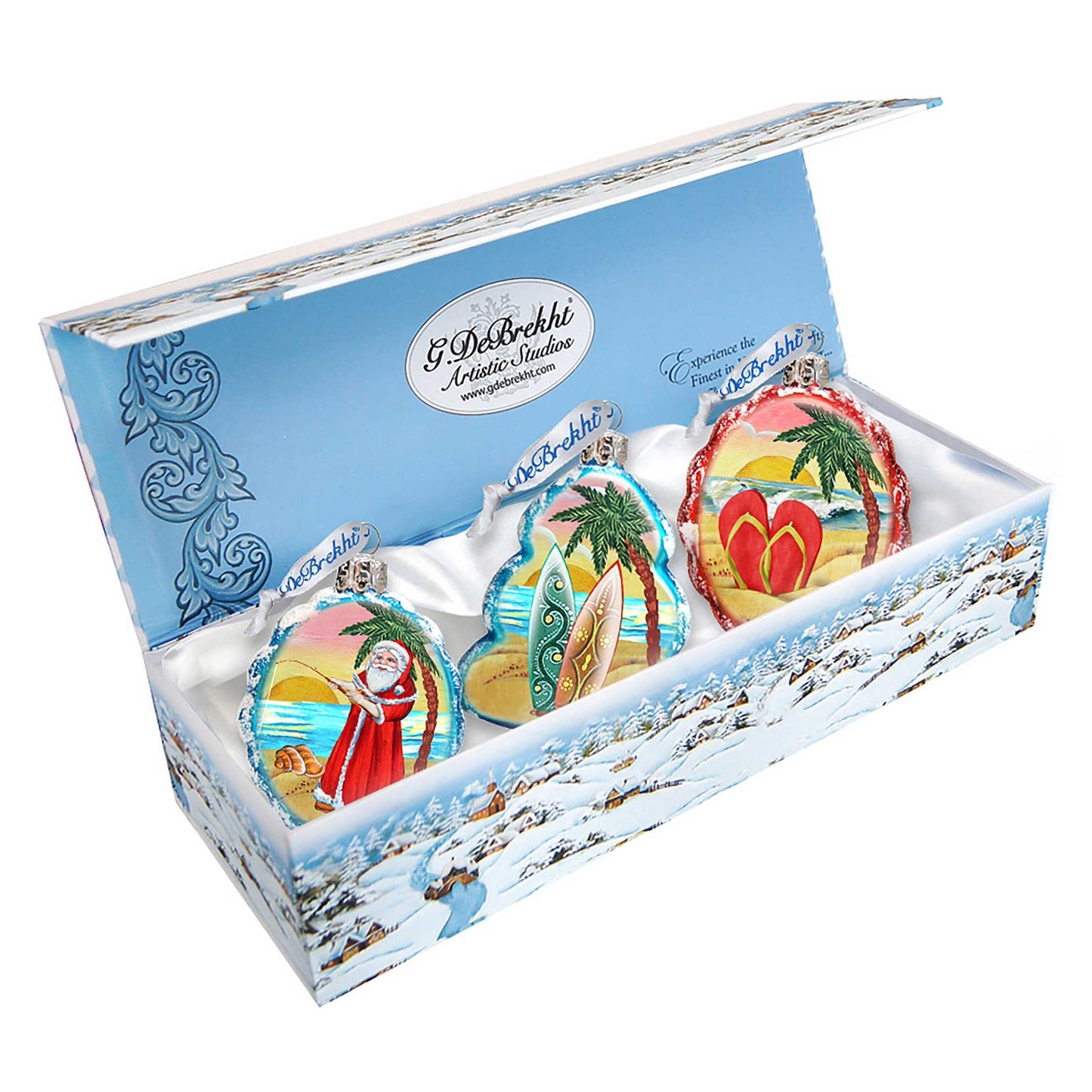 Christmas In July Mercury Glass Ornaments Set of 3 by G. DeBrekht - Coastal Holiday Decor - 770130S3