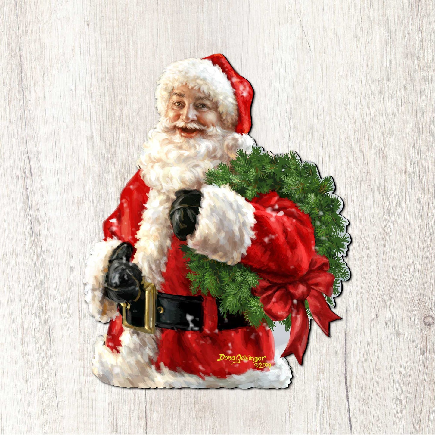 Santa Holiday Door Wreath by D. Gelsinger - Christmas Santa Snowman Decor - 8461015H-1513