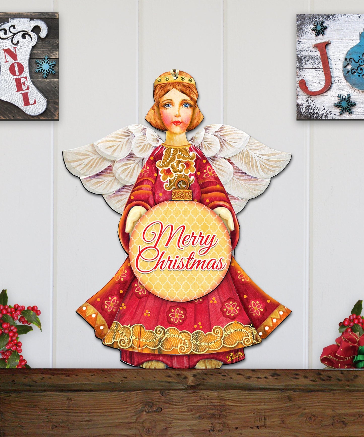 Dated Merry Christmas Angel Door Hanger by G. DeBrekht - Designocracy - 8152722H-MCH