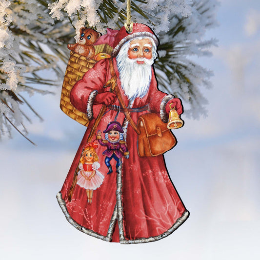 Saint Nick Christmas Wooden Ornaments by G. DeBrekht - Christmas Santa Snowman Decor - 8124120