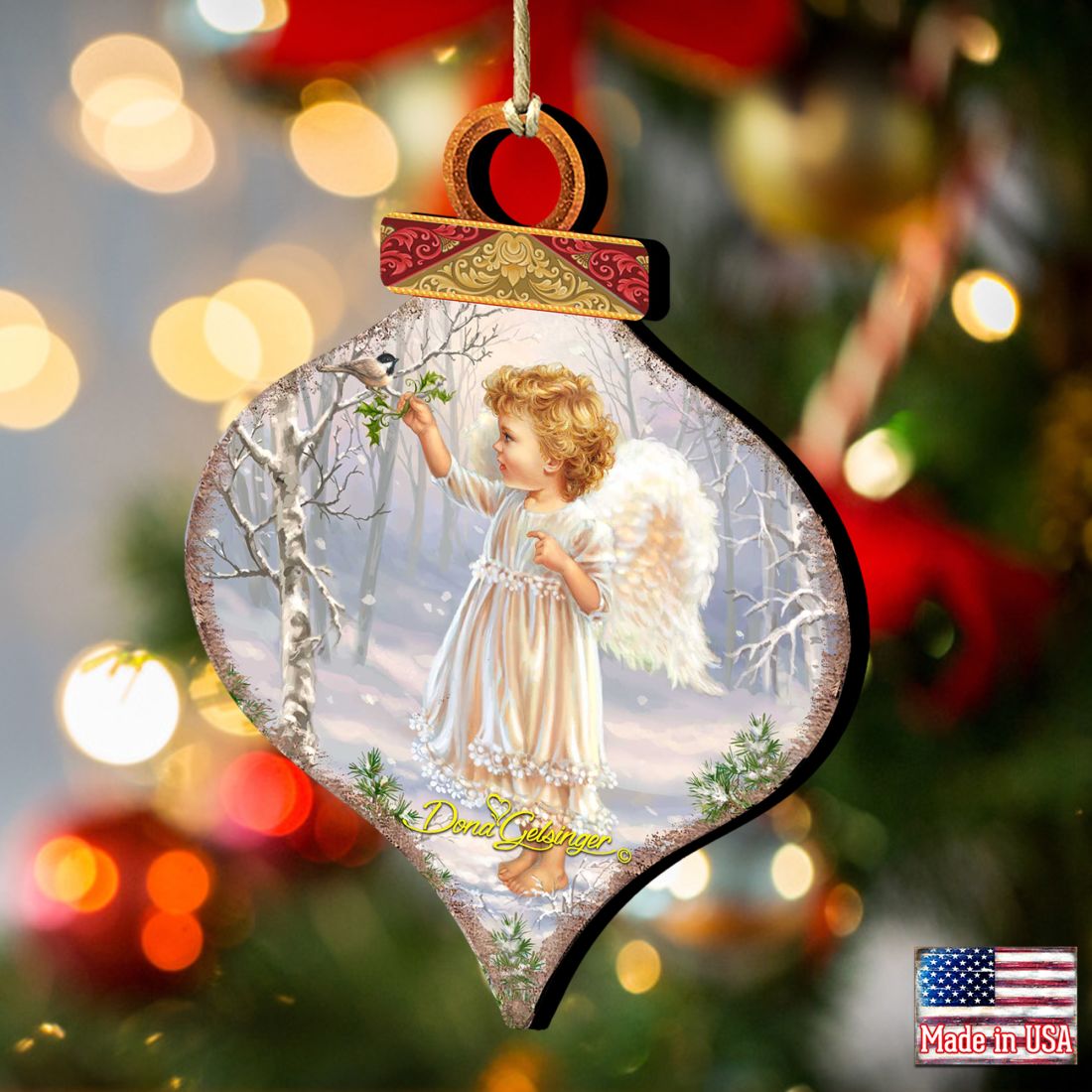 Little Angel Winter Blessings Wooden Ornaments by Gelsinger - Nativity Holiday Decor - 8031117-1427