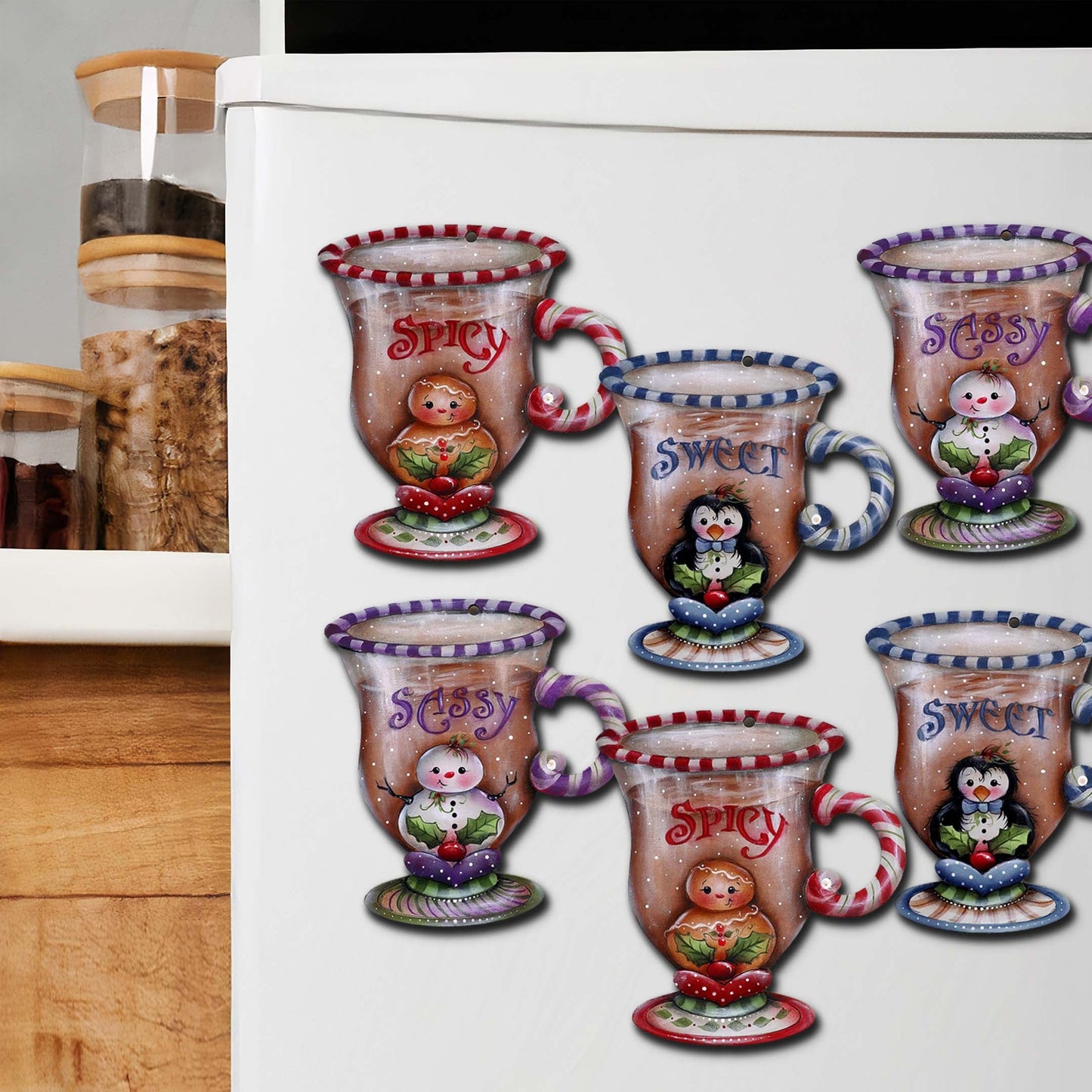 Sweet and Spicy Season Decorative Wooden Magnets Set of 6 by Jamie Mills-Price - Christmas Decor - 8090053G-S6