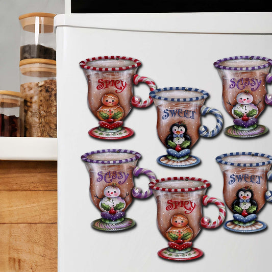 Sweet and Spicy Season Decorative Wooden Magnets Set of 6 by Jamie Mills-Price - Christmas Decor - 8090053G-S6