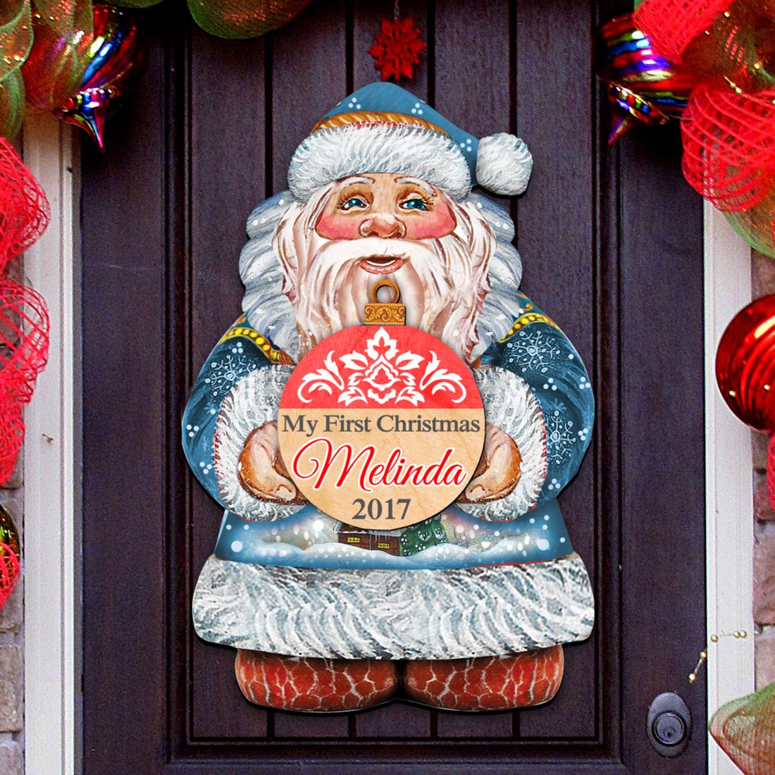 My First Christmas Santa Door Decor by G. DeBrekht - Christmas Santa Snowman Decor - 8117810-1H