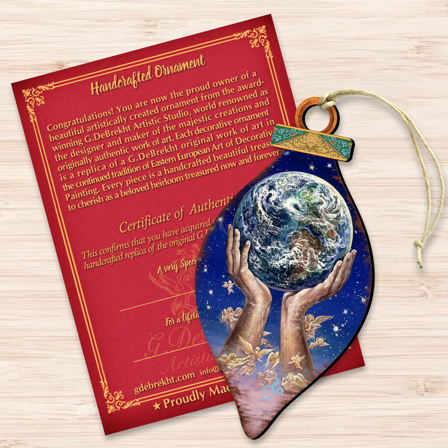 World in my Hands Wooden Ornaments by Josephine Wall - Christmas Decor - 845131-JW