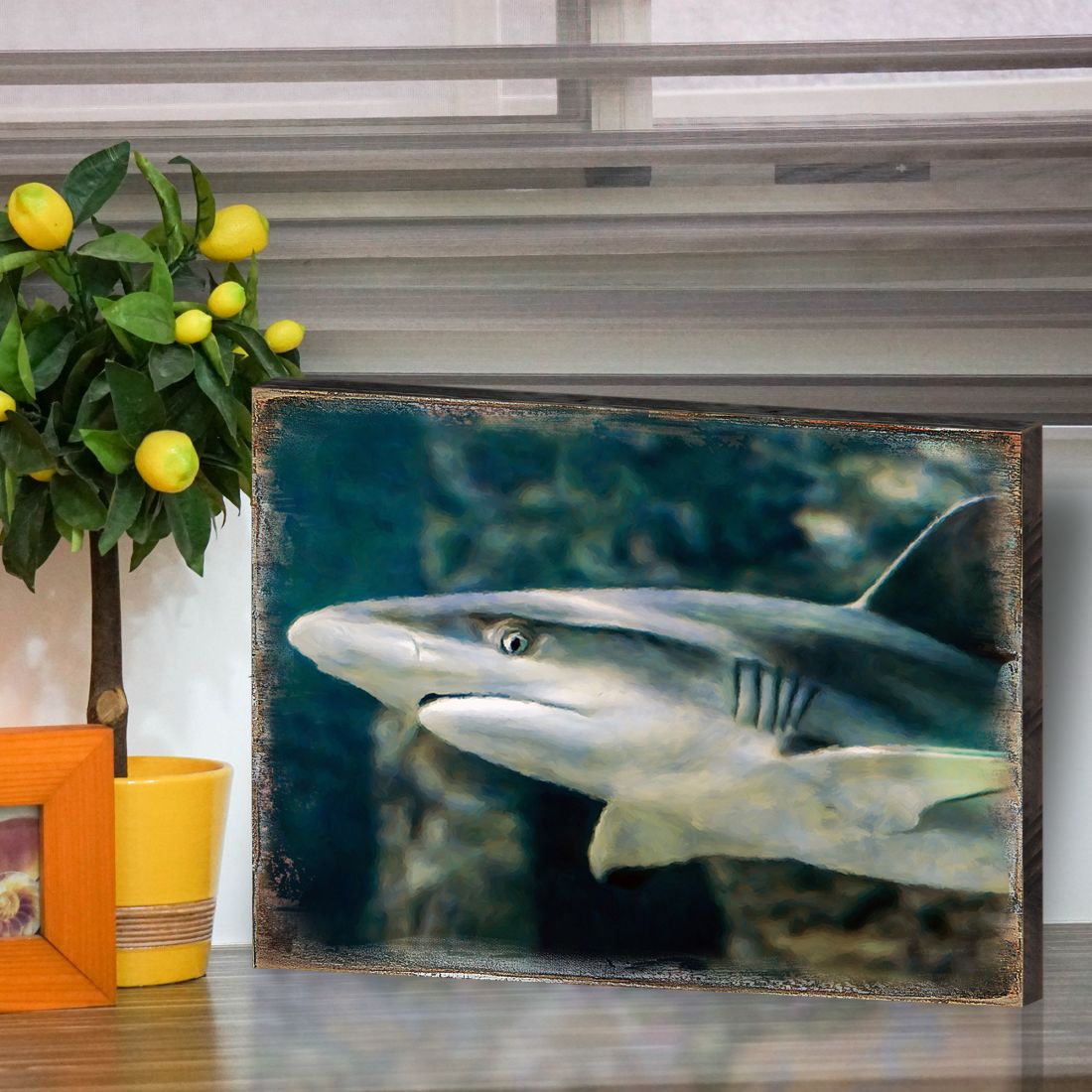 Zindanlari Shark Wooden Coastal Wall Art by Nature Wonders - Coastal Sea-Life Decor - 95324B