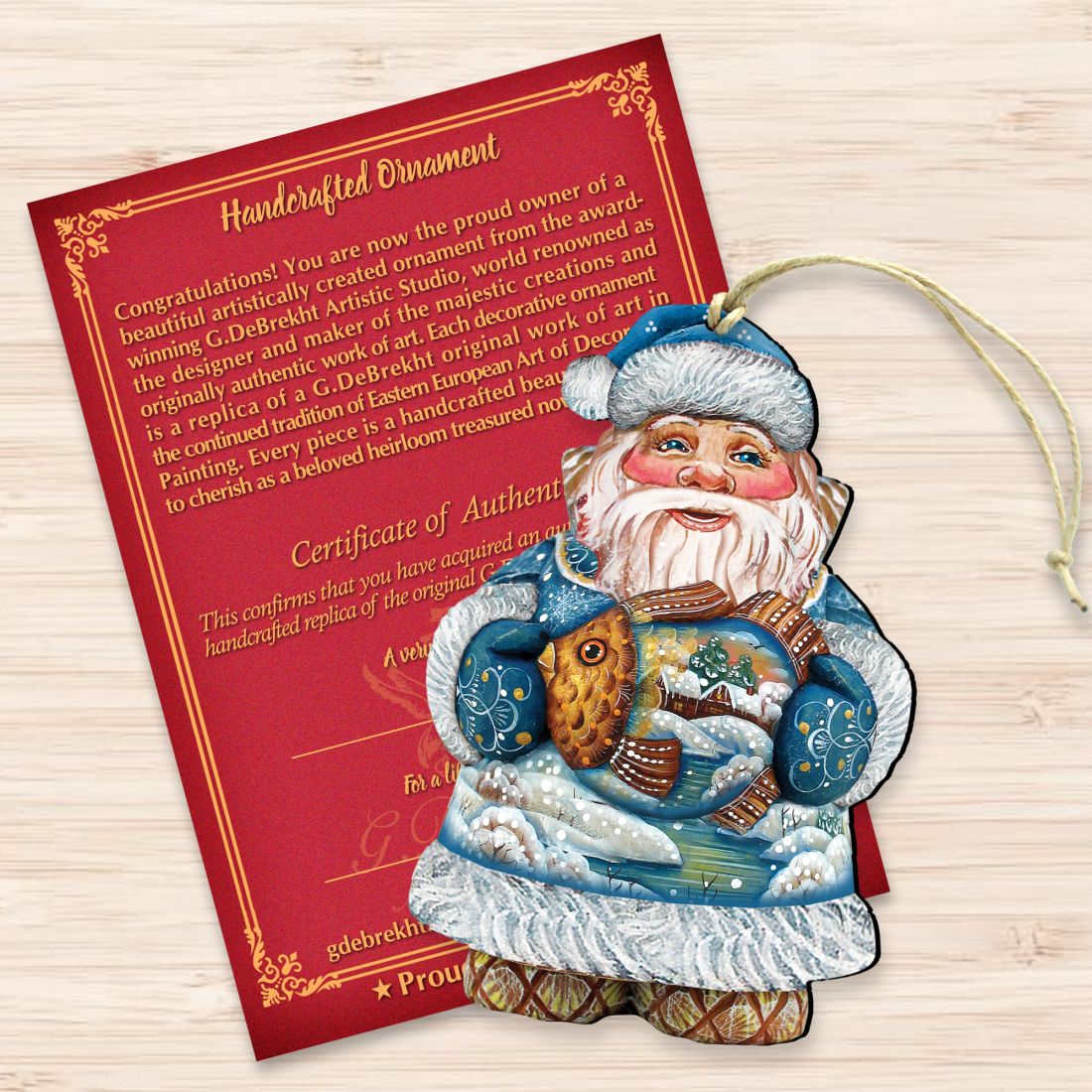 Goldfish Santa Christmas Wooden Ornaments by G. DeBrekht - Christmas Santa Snowman Decor - 8118201