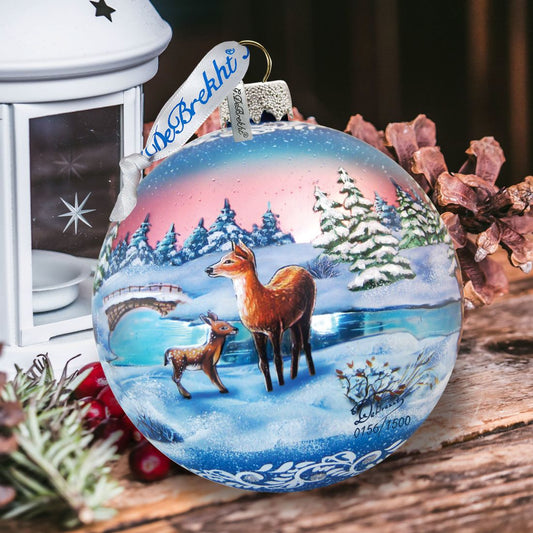 Snowy Night Ball Glass Ornament Limited Edition by G. DeBrekht - Christmas Decor - 73847