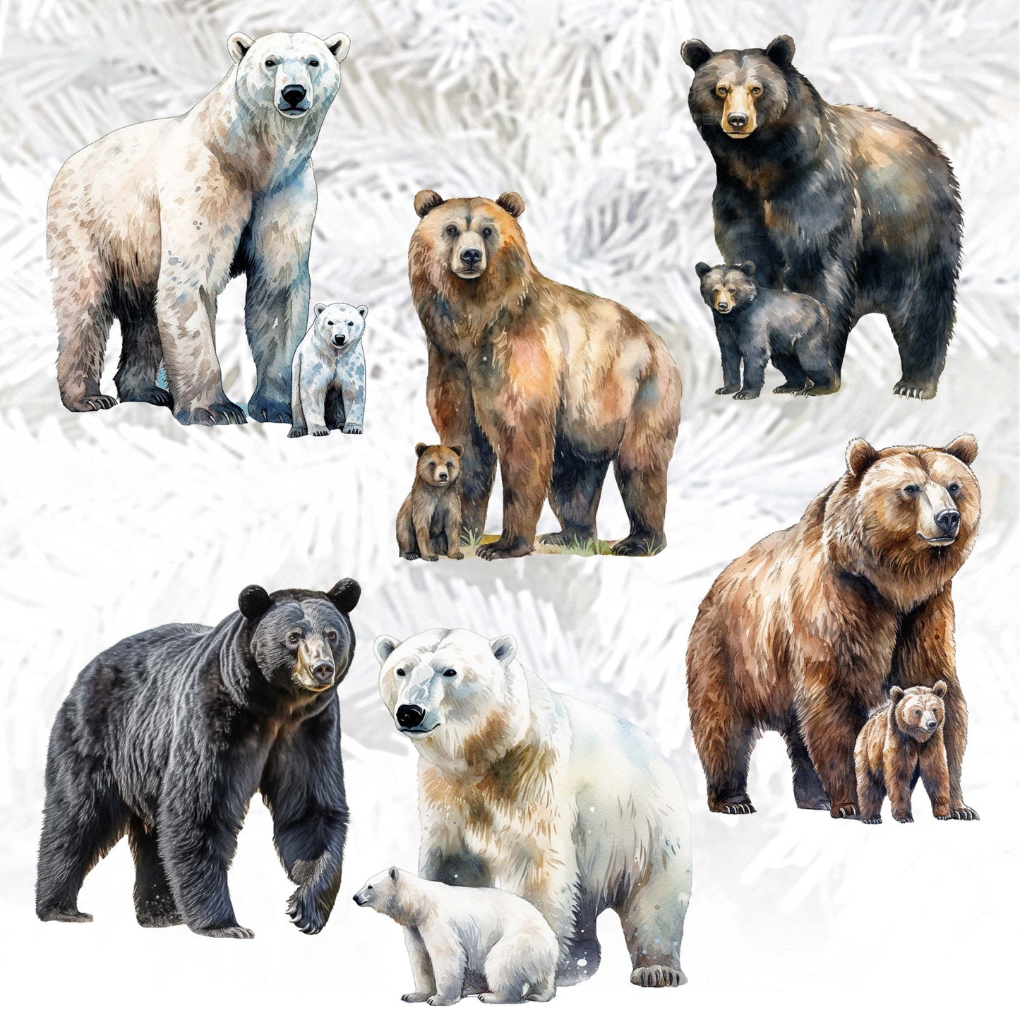 Bear Adventures Decorative Wooden Clip-on Ornaments Set of 6 by G. Debrekht - Wildlife Decor - 8090105C-S6