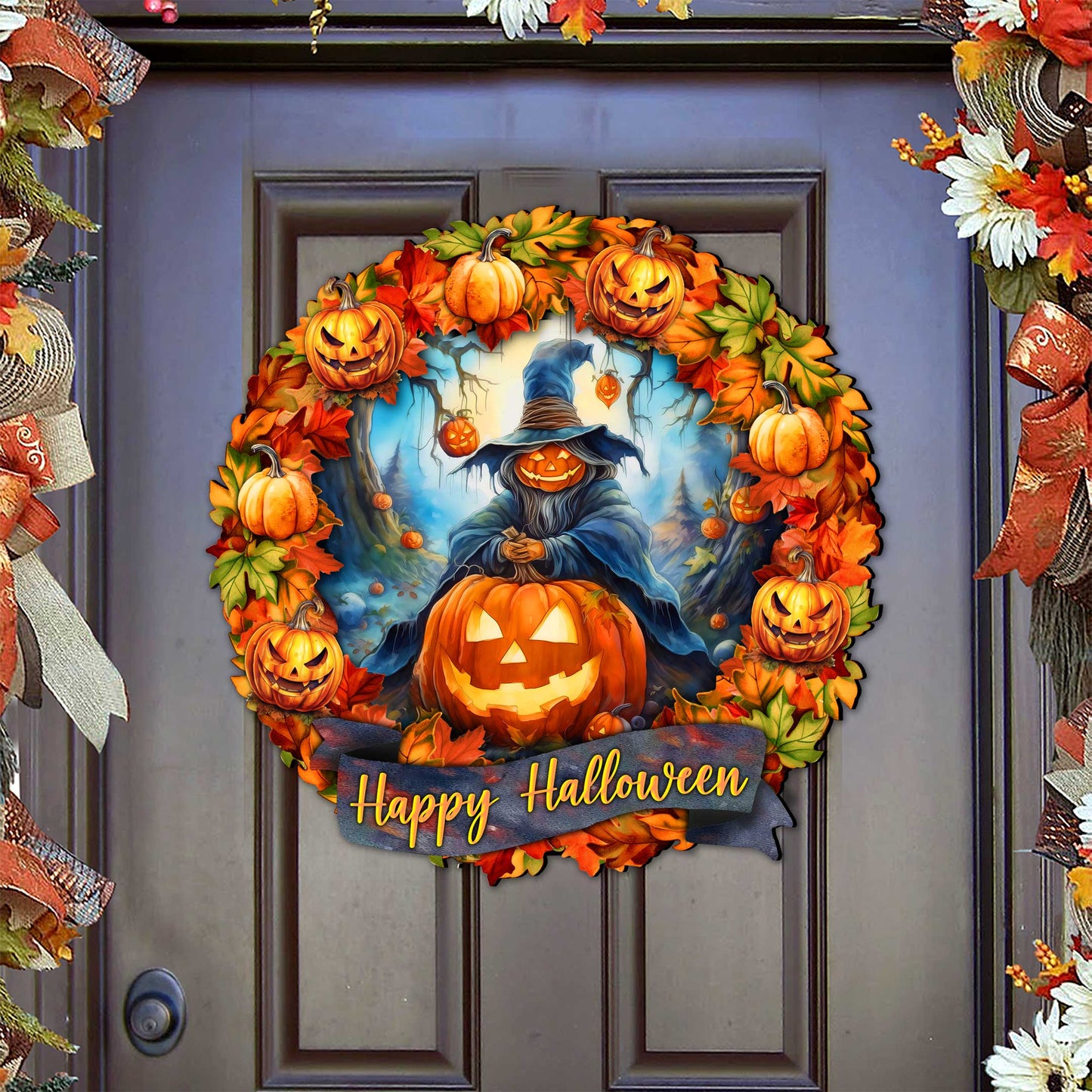Happy Halloween Wreath Door Hanger by G. Debrekht - Halloween Decor - 8652821H
