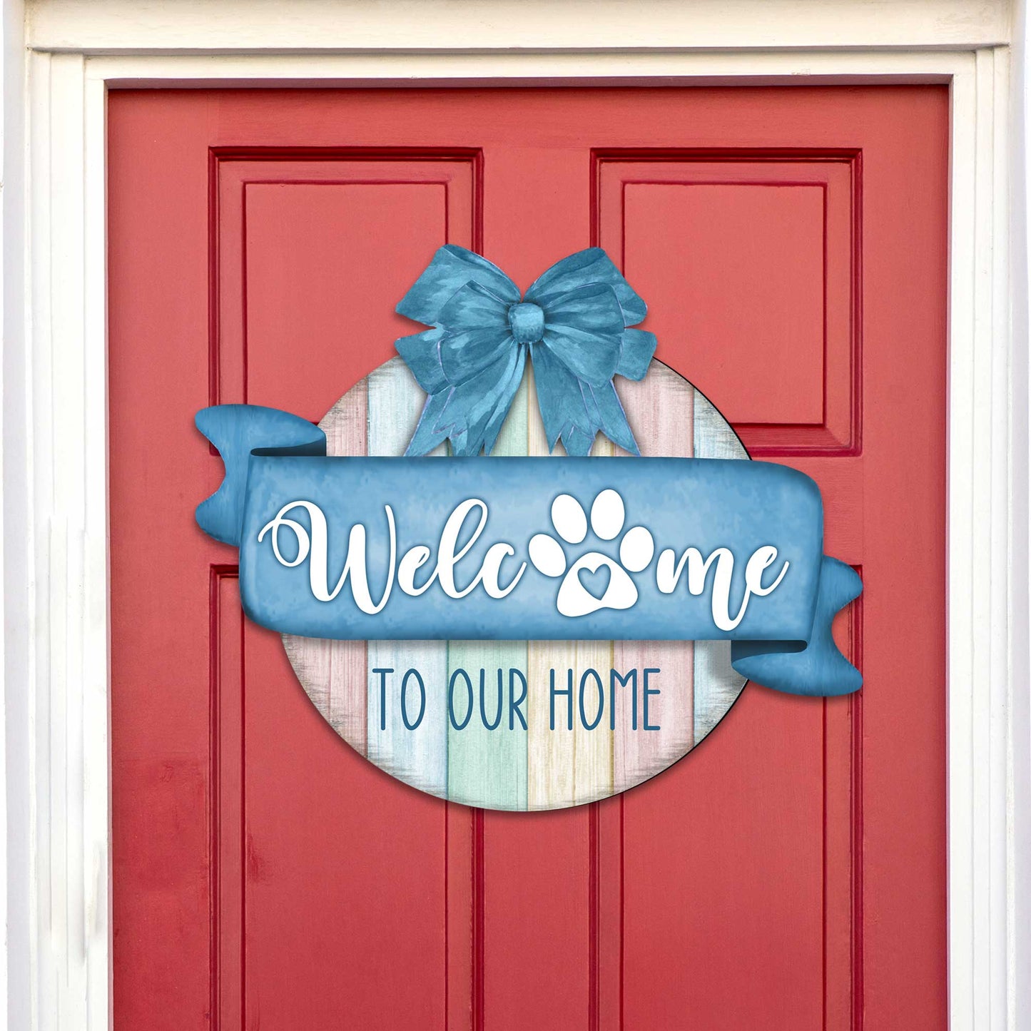 Front door welcome sign Dog lover porch wreath Main entrance Welcome sign - Wooden front porch decor - 933102H