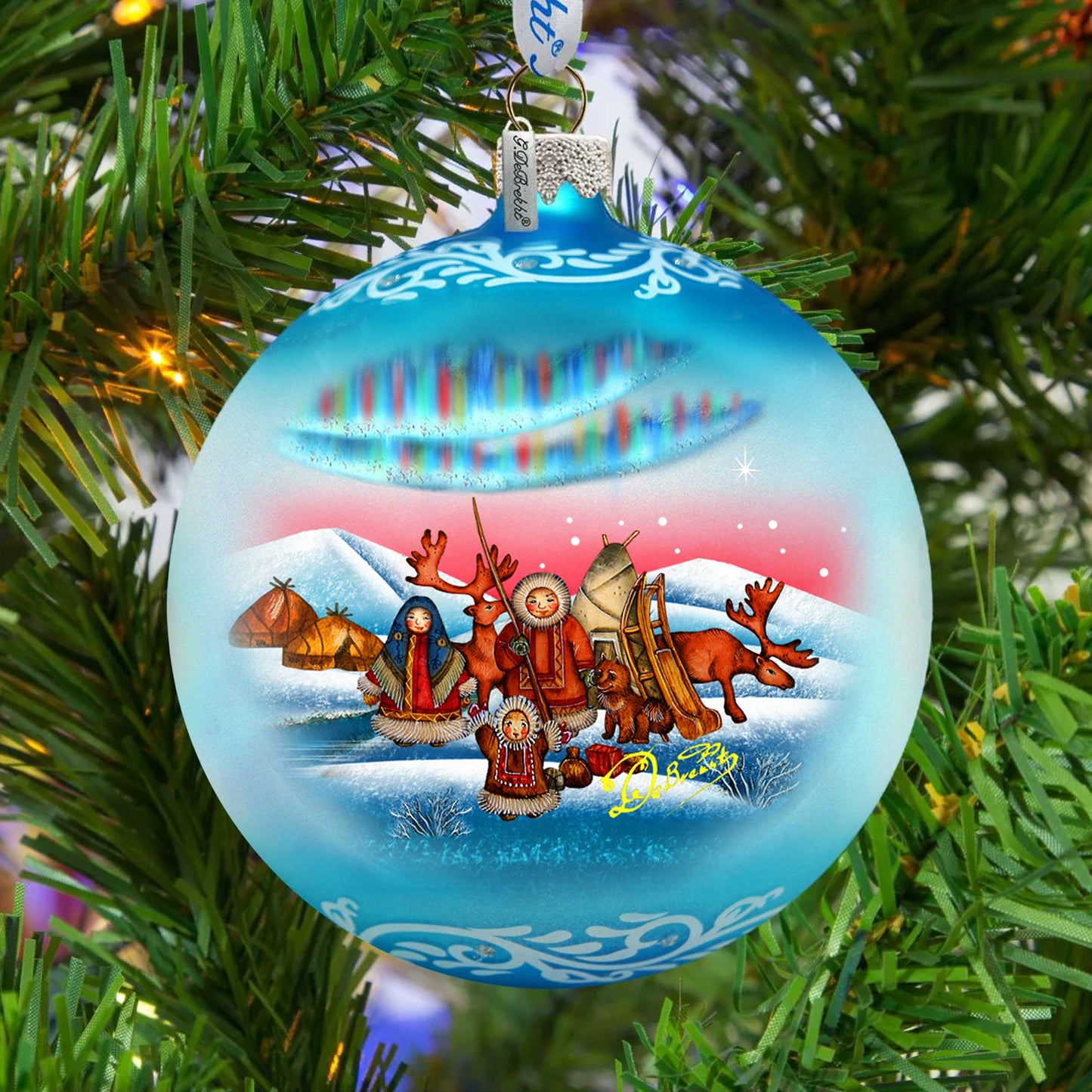 Northern Light Ball Glass Ornament by G. DeBrekht - Christmas Santa Snowman Décor - 73418