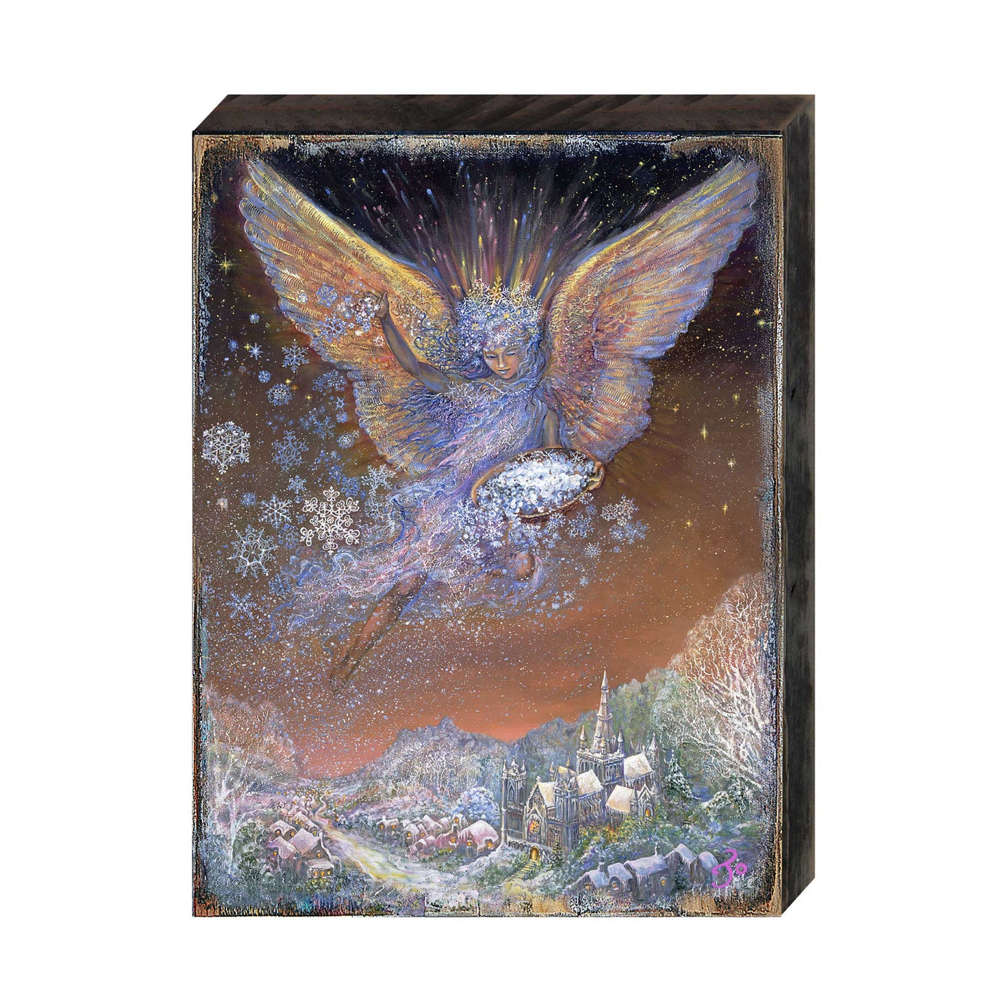 Snow Angel Fantasy Wooden Wall Art by Josephine Wall - Fantasy Decor - 852151-JW