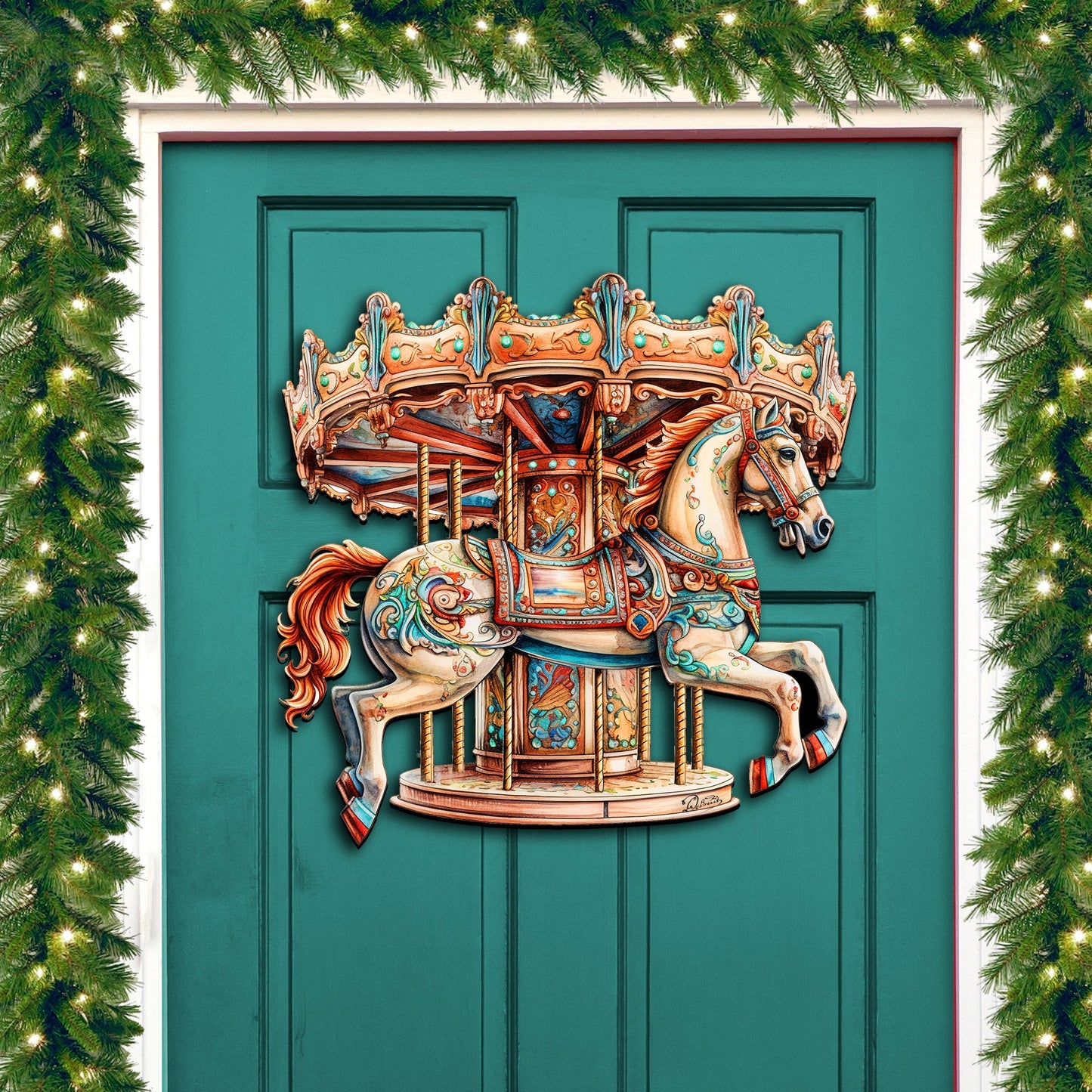 Carousel Horse Holiday Door Decor  by G. Debrekht - Christmas Decor - 8611027H