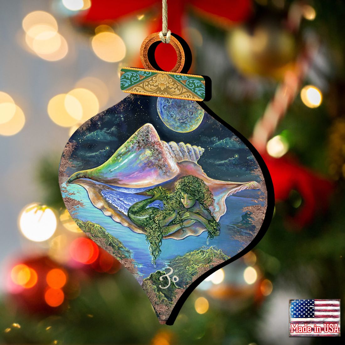 Sea View Shell Wooden Ornaments by Josephine Wall - Coastal Sea-Life Decor - 845621-JW