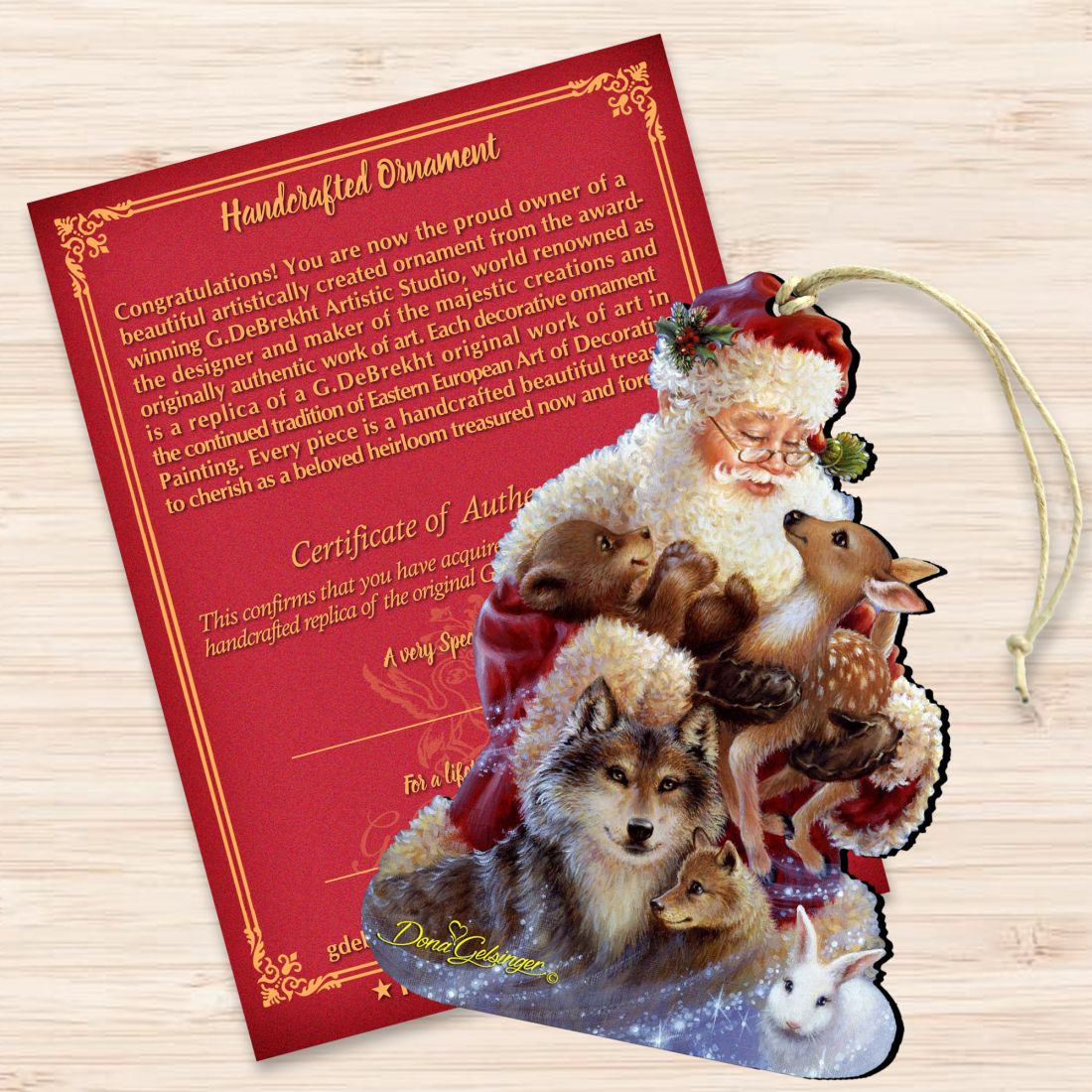 Santa Little Friends Wooden Ornaments by Gelsinger - Christmas Santa Snowman Decor - 8161012-9914