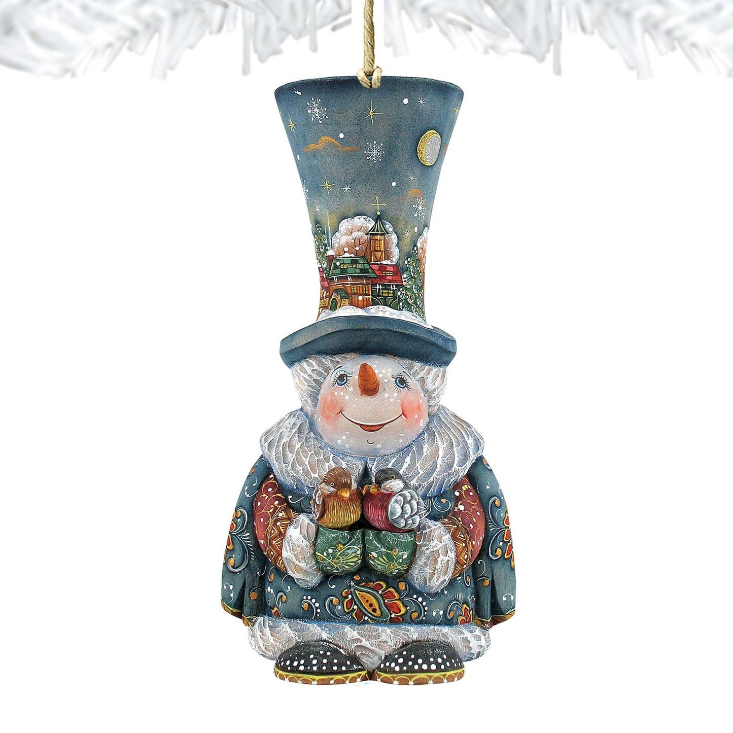 Old World Christmas Snowman Wooden Ornaments by G. DeBrekht - Christmas Santa Snowman Decor - 8116420