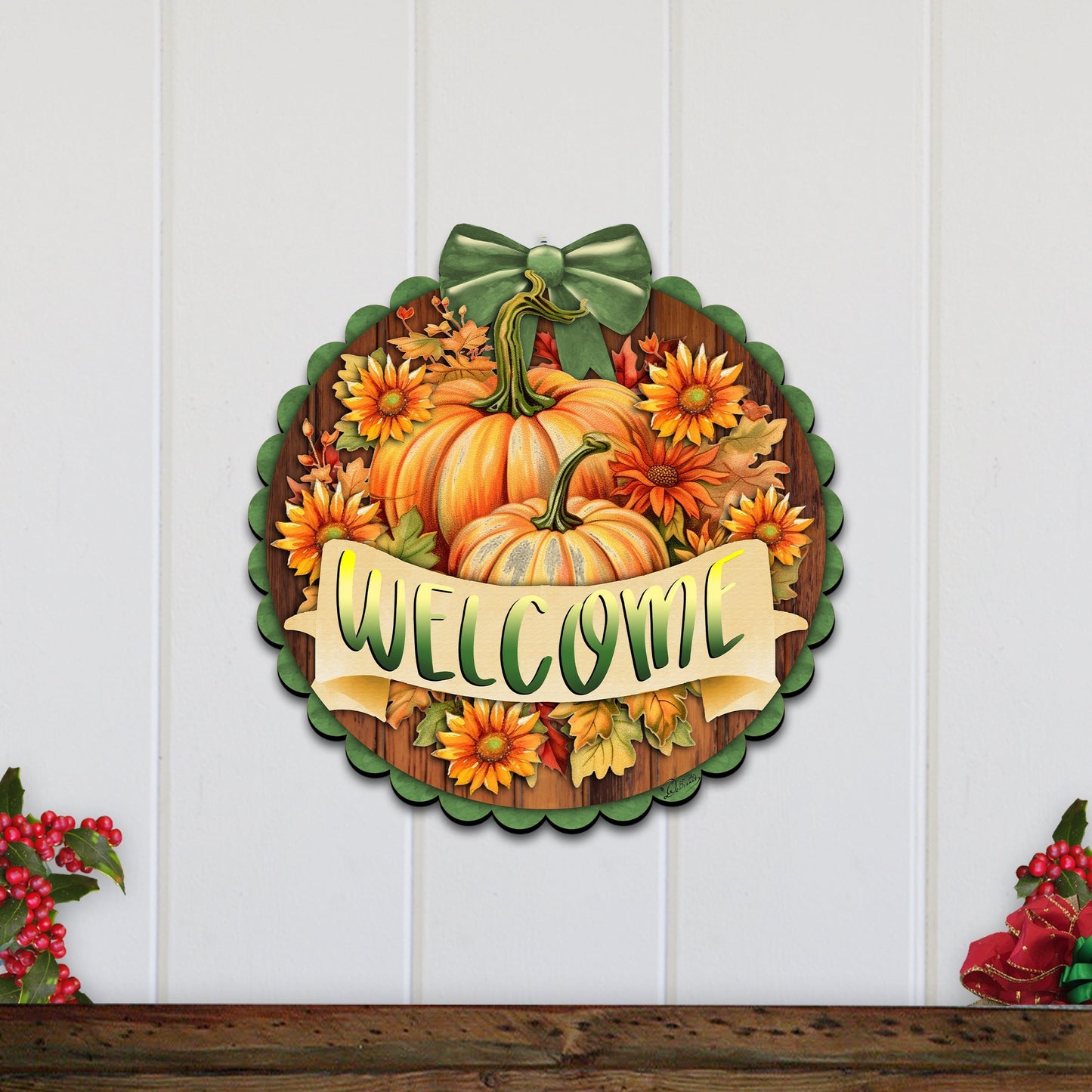 Welcome Front Door Welcome Sign, Wooden Front Porch Decor by G. Debrekht Thanksgiving Halloween Decor - 933123H