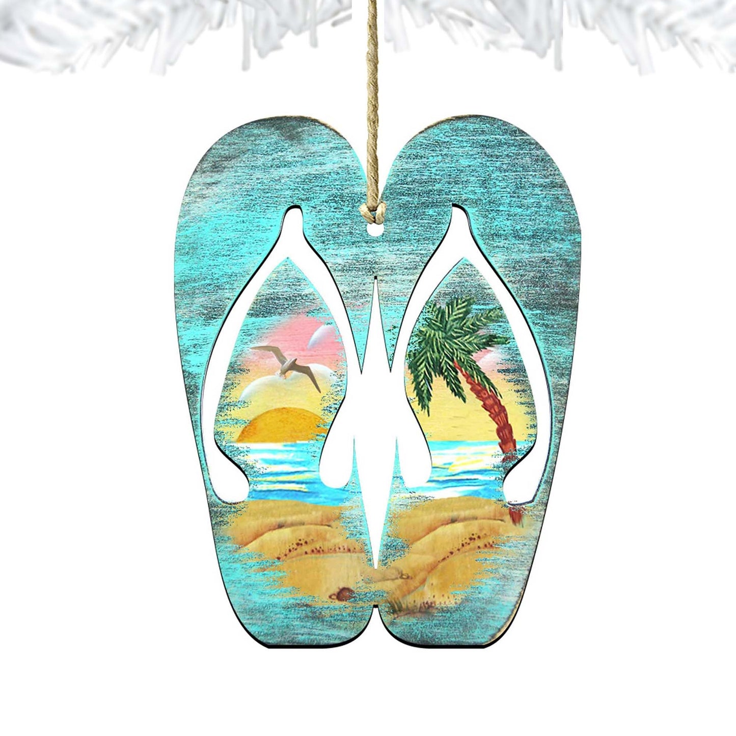 Rustic Flip Flops Wooden Ornaments by G. DeBrekht - Coastal Holiday Decor - 8198523