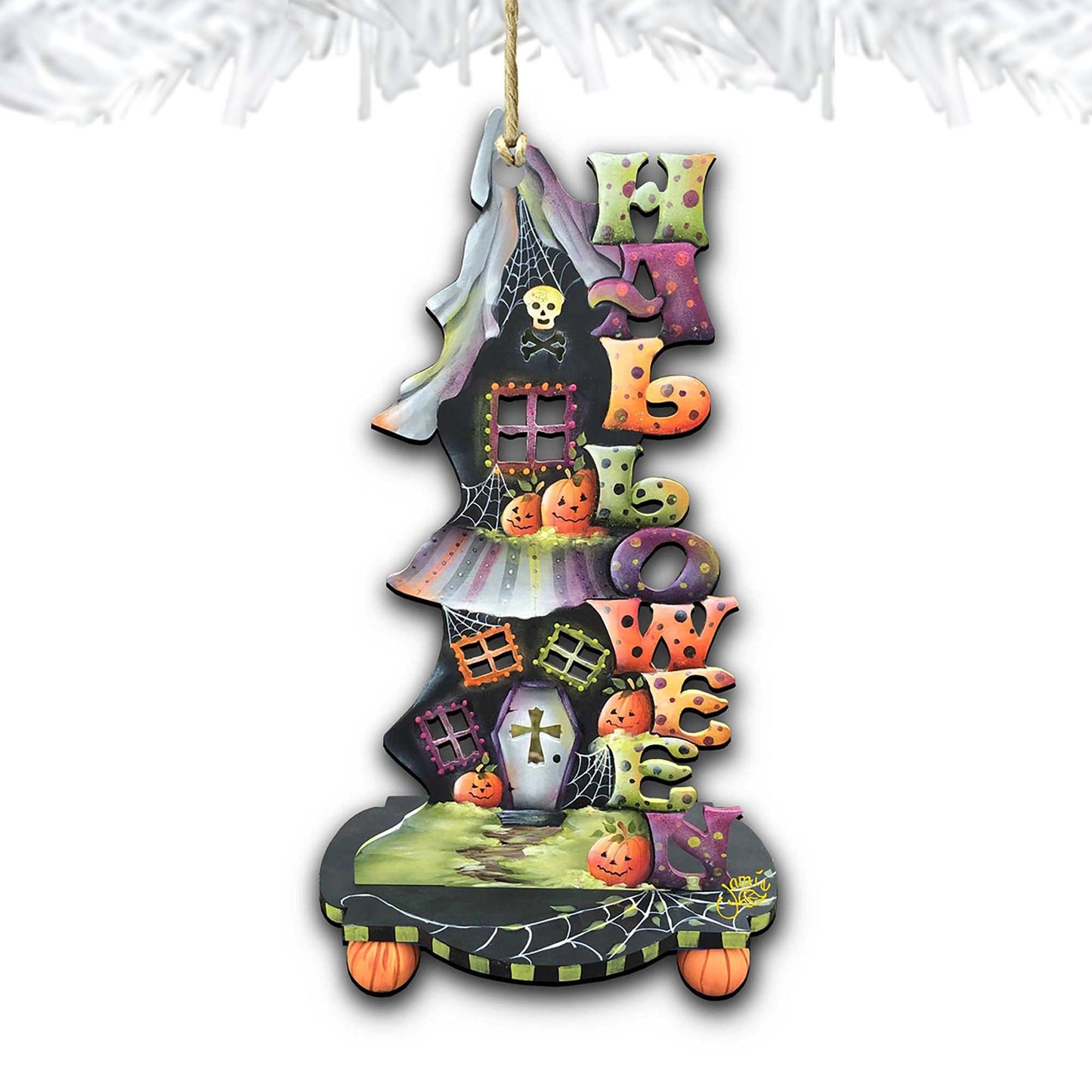 Halloween Candle Holder Wooden Ornaments by Jamie Mills-Price - Thanksgiving Halloween Decor - 8457402