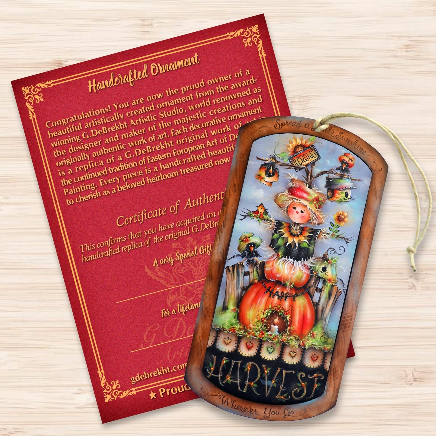 Harvest Pumpkin Scarecrow Wooden Ornaments by Jamie Mills-Price Thanksgiving Decor - 8611075-MP