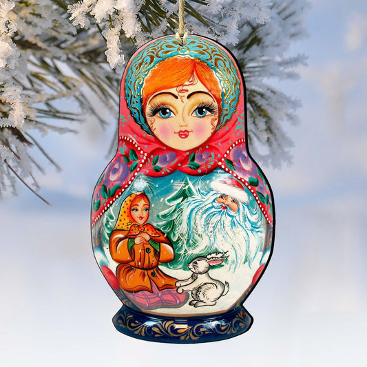 Morozko Nesting Doll Wooden Ornaments by G. DeBrekht - Christmas Decor - 8115951